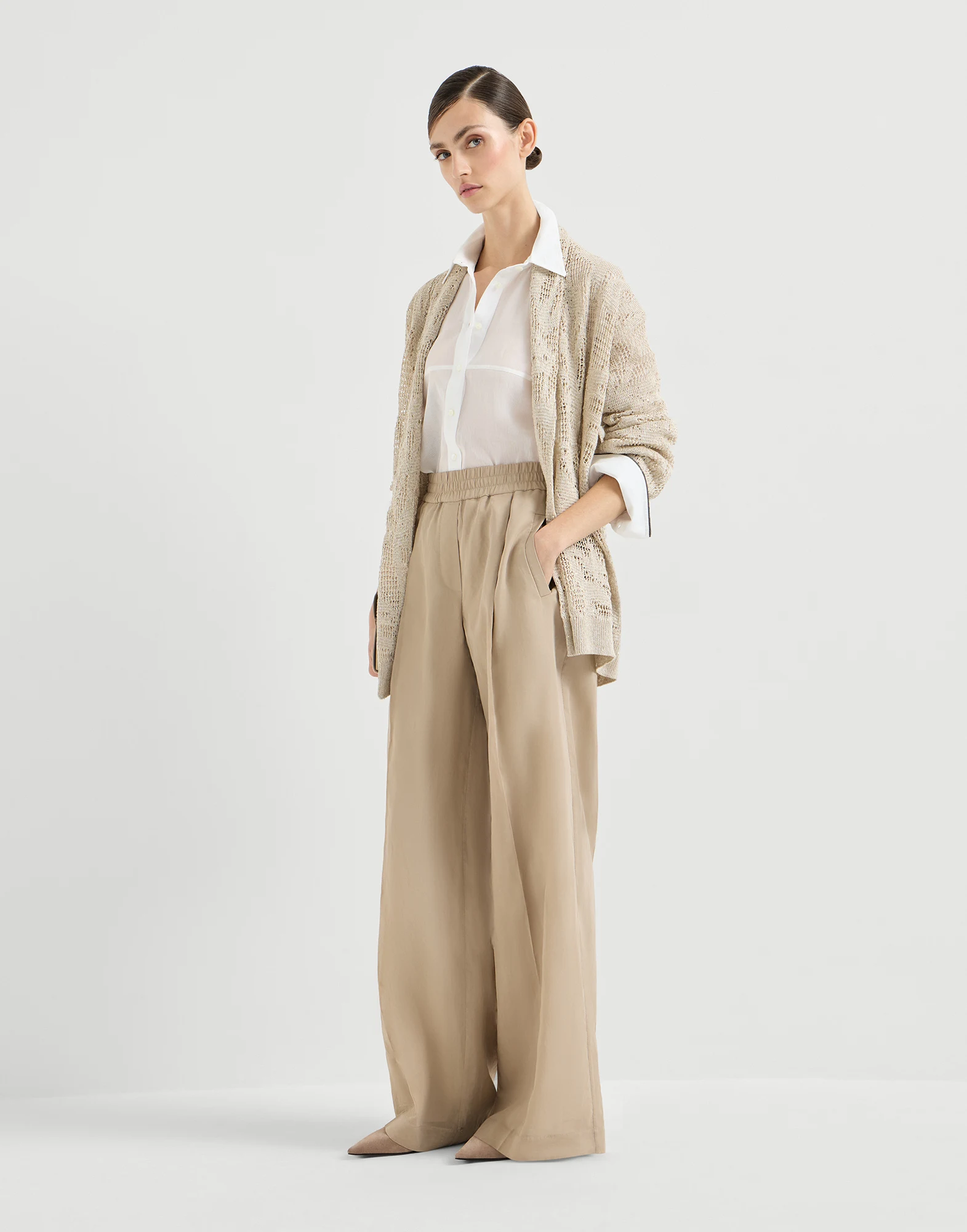 Cotton organza loose track trousers