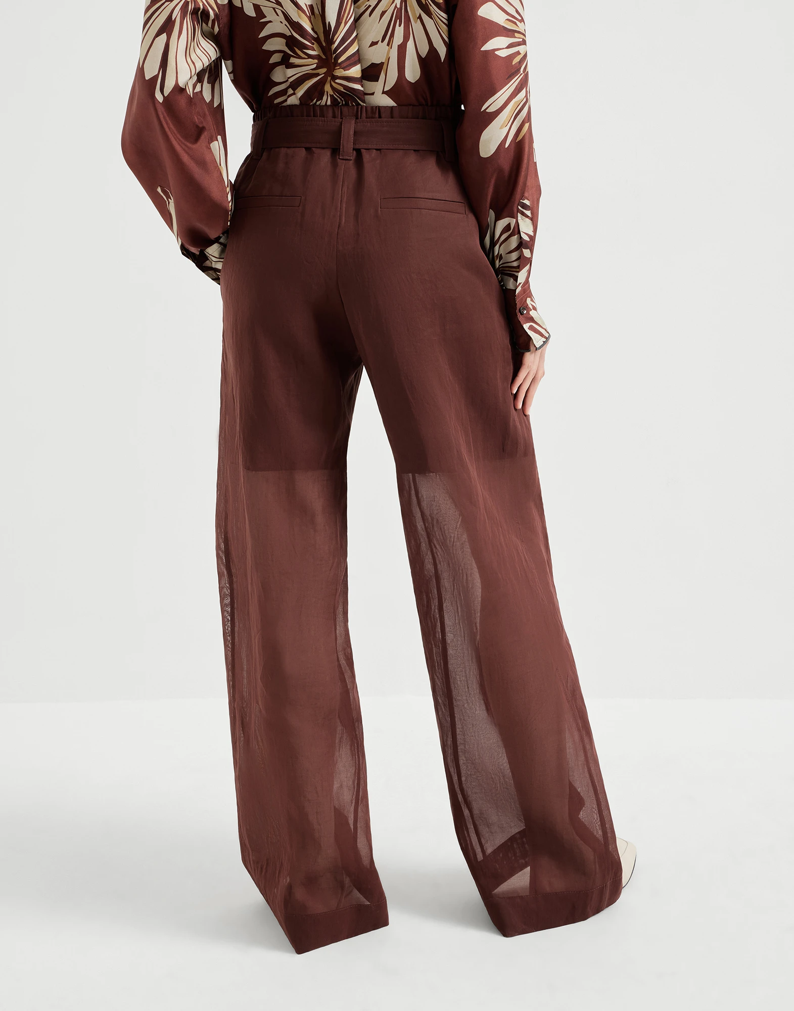 Pantalón Loose en organza de algodón con Monile