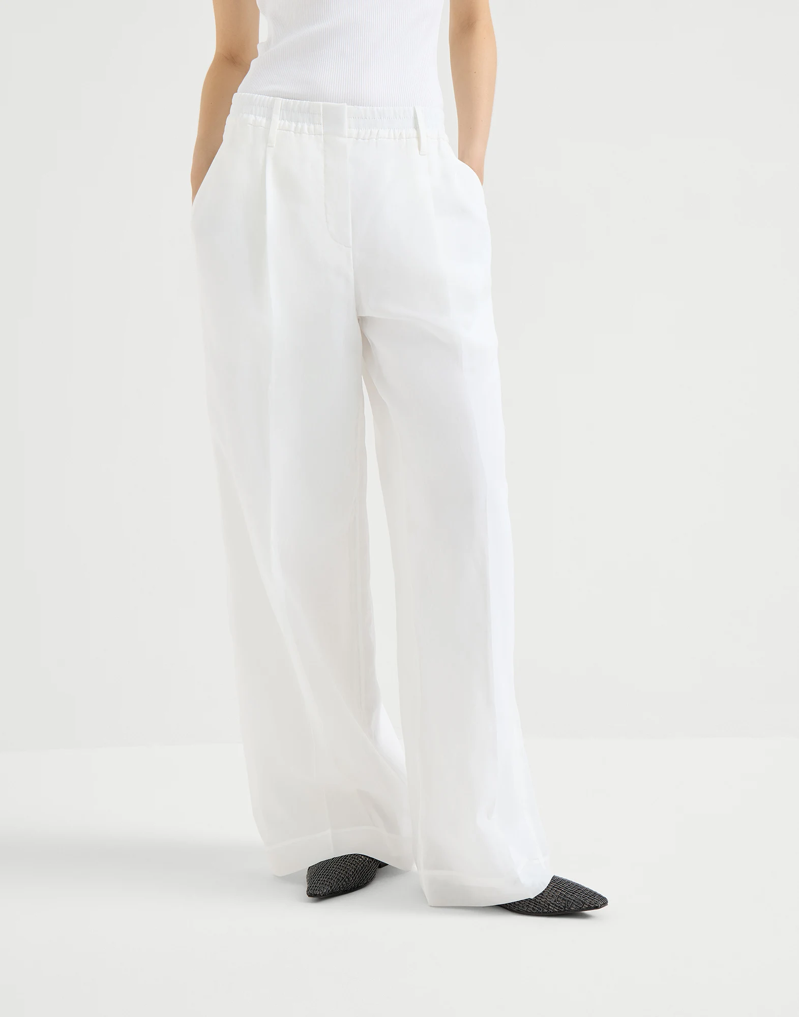 Pantalón Sartorial Track en organza de algodón con Monile