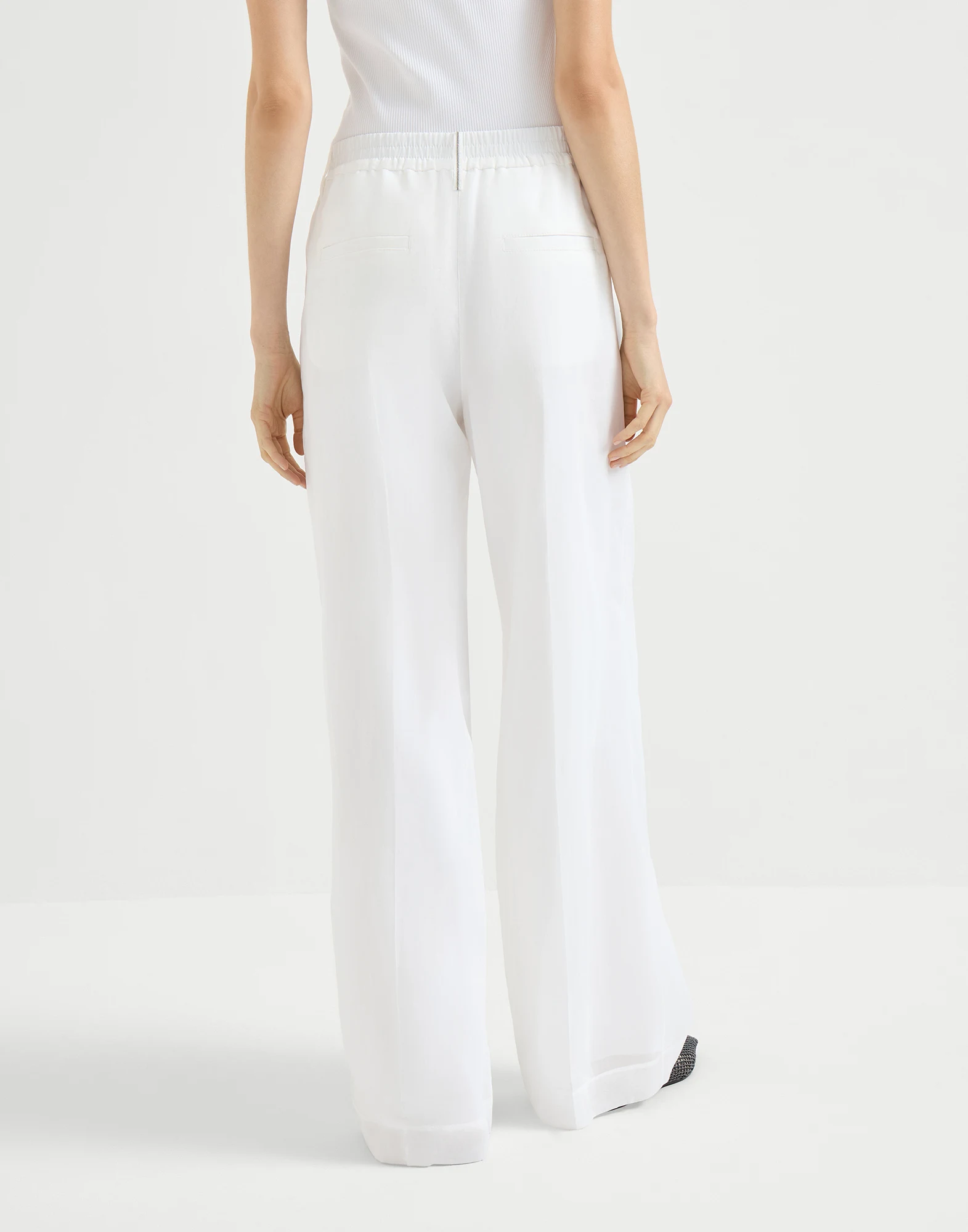 Pantalón Sartorial Track en organza de algodón con Monile