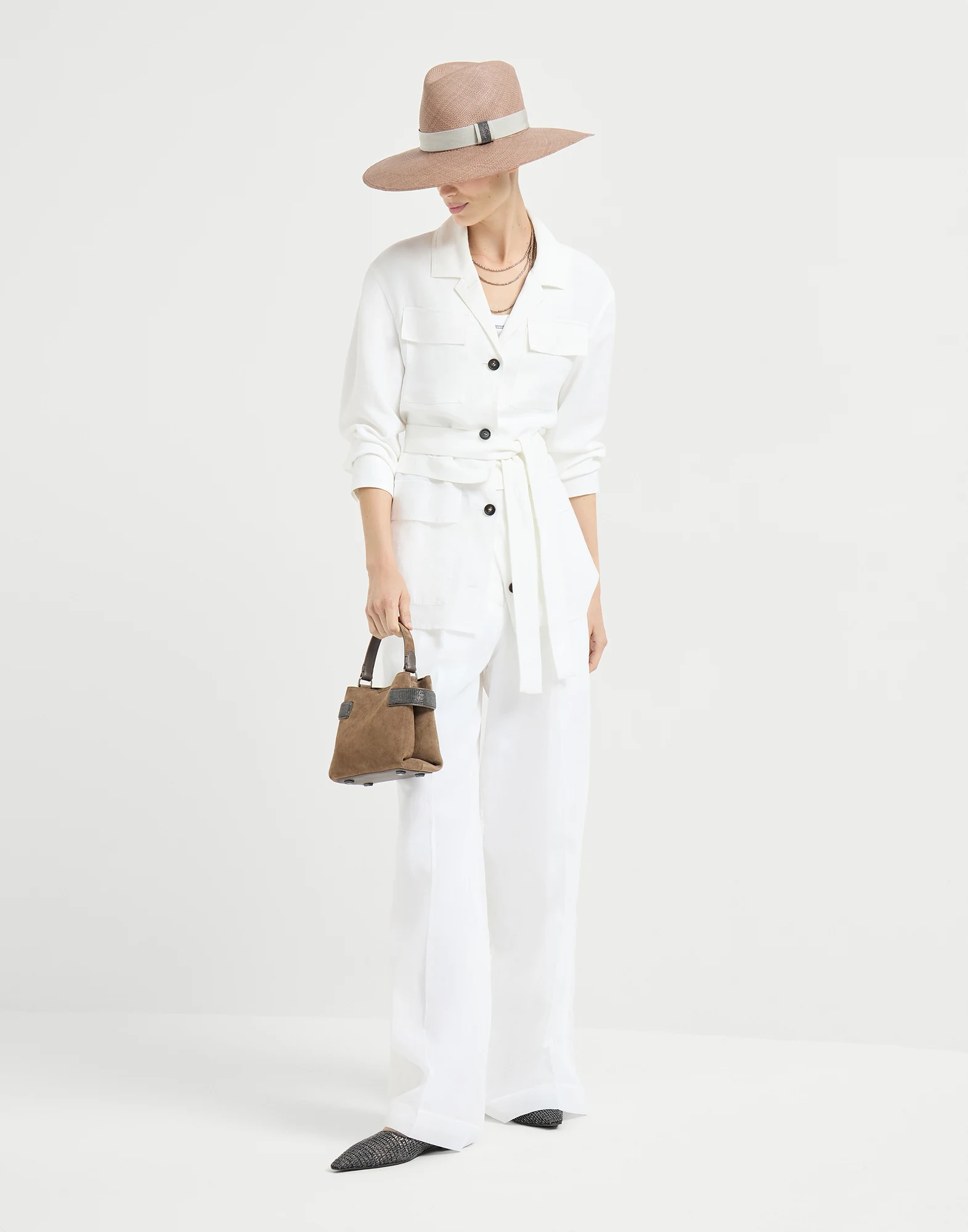 Pantalón Sartorial Track en organza de algodón con Monile