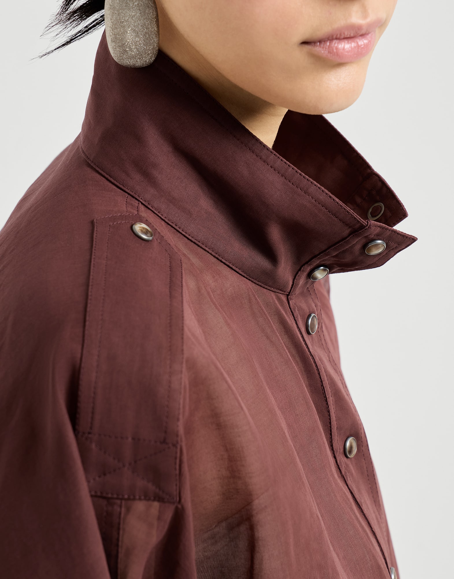 Cotton organza outerwear jacket with monili