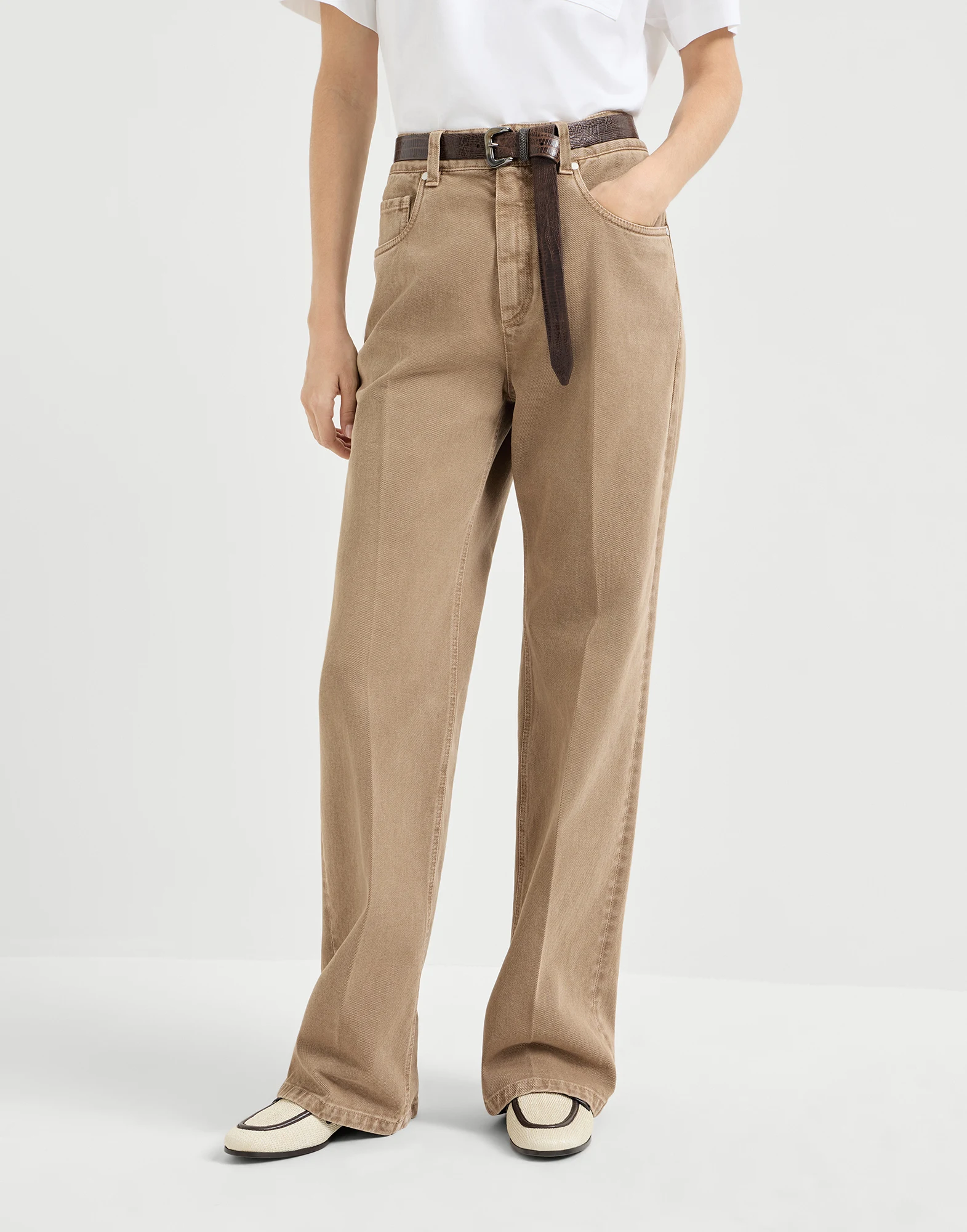 Dyed denim contemporary loose trousers