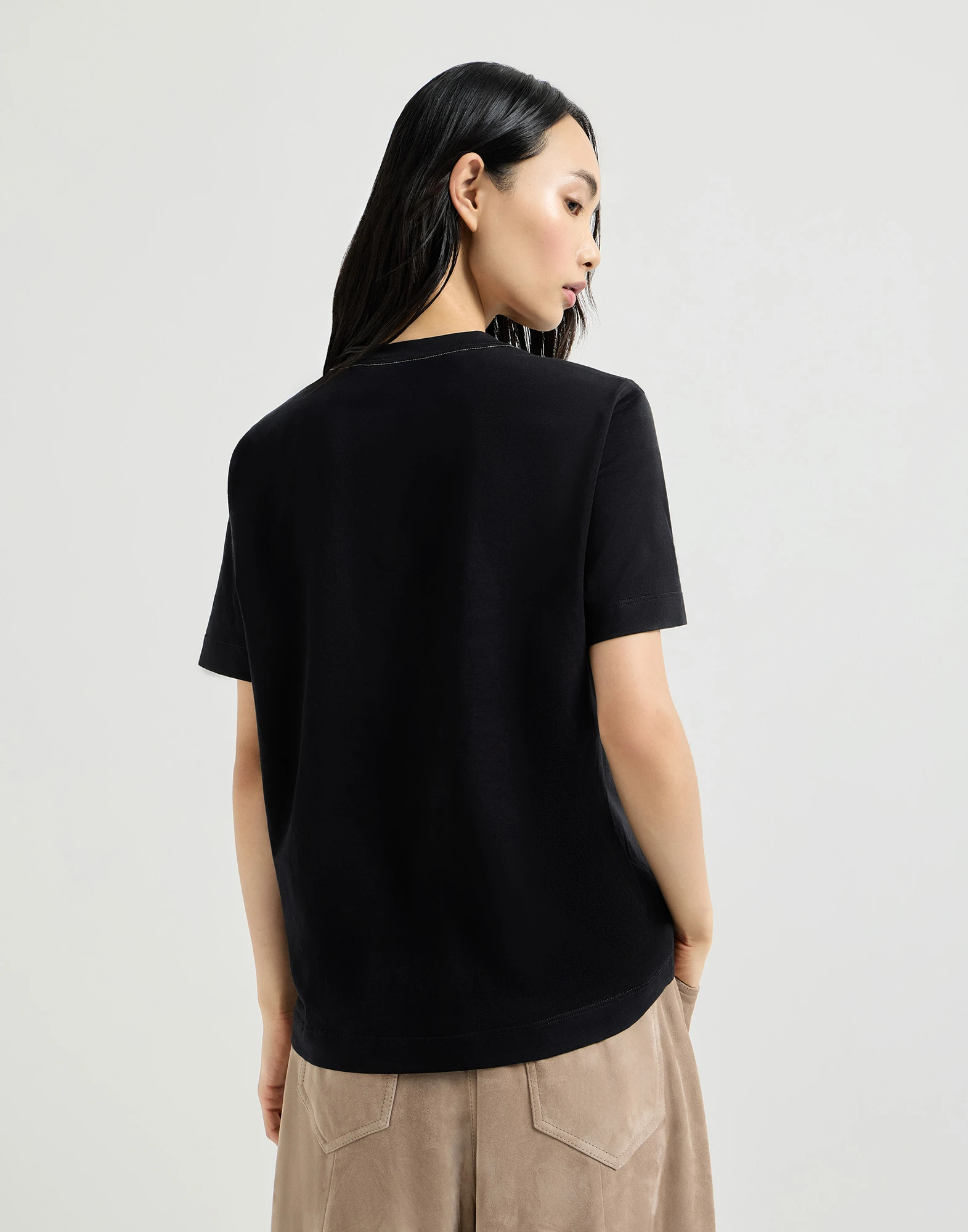 Cotton jersey T-shirt with monili