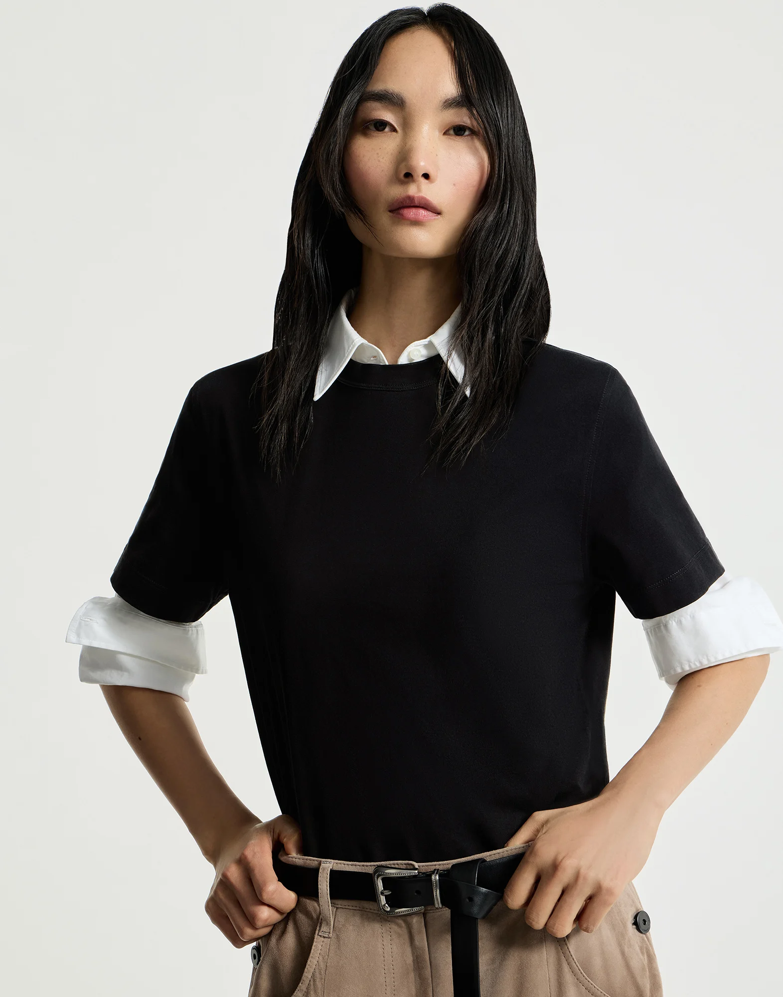 Cotton jersey T-shirt with monili