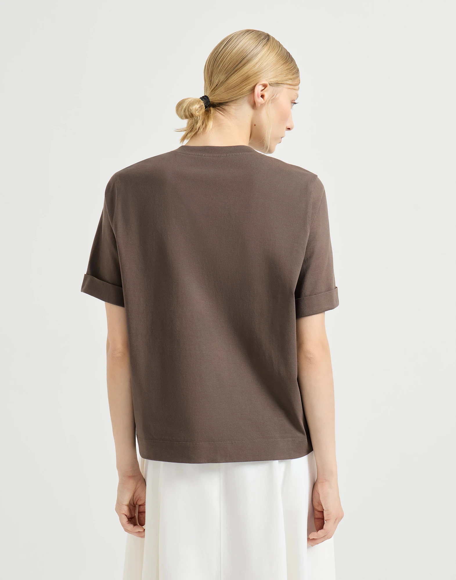 Camiseta en punto de algodón con ribetes brillantes