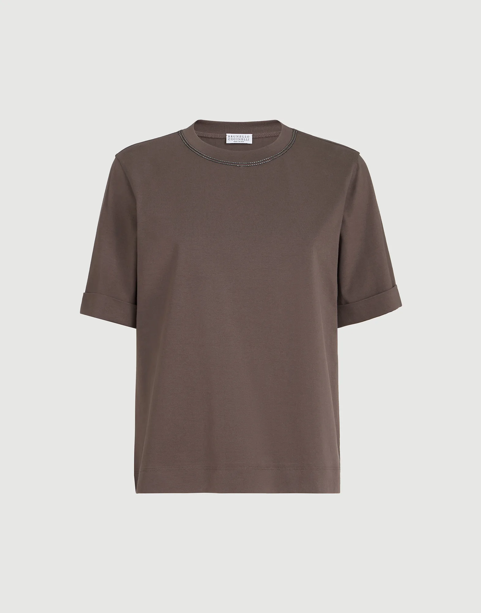 Camiseta en punto de algodón con ribetes brillantes