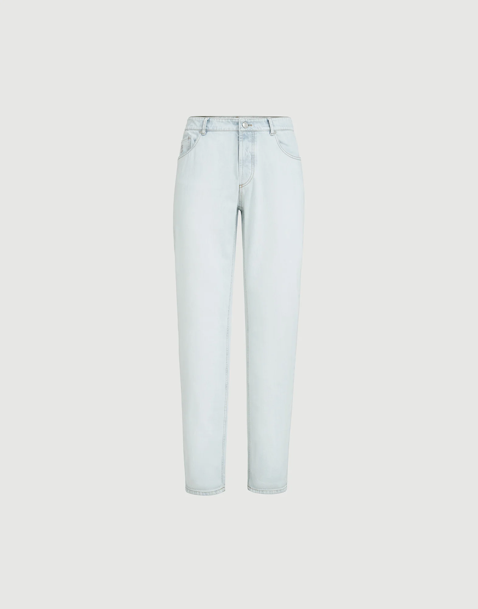 Lightweight denim traditional fit five-pocket trousers