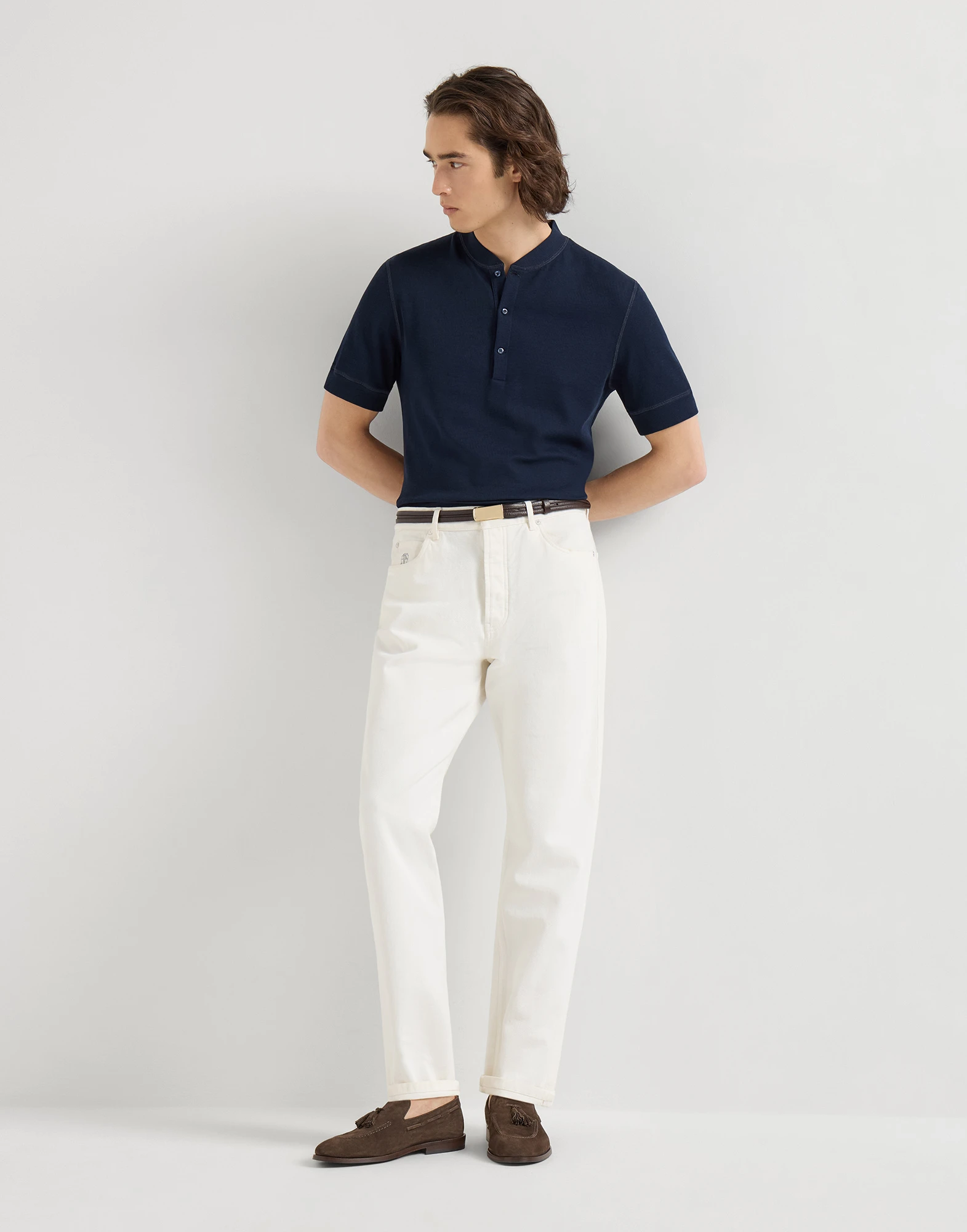 Pantalón de cinco bolsillos y corte Iconic en denim teñido en prenda