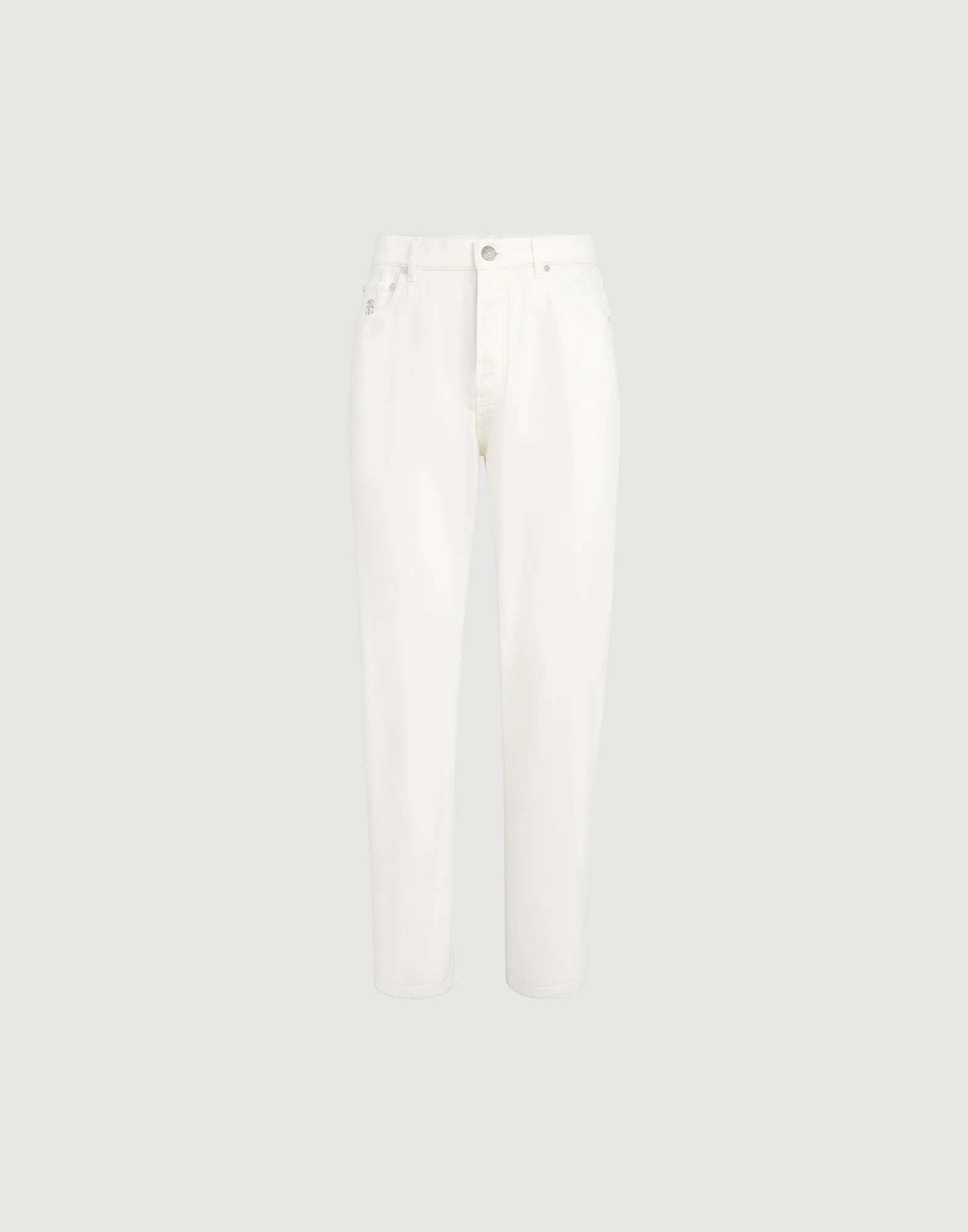 Garment-dyed iconic fit five-pocket trousers in denim