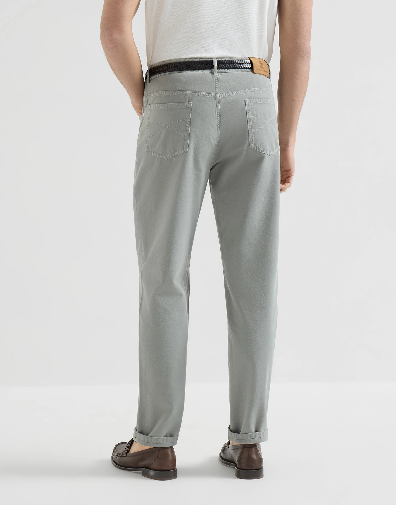 Garment-dyed five-pocket trousers in twisted cotton gabardine