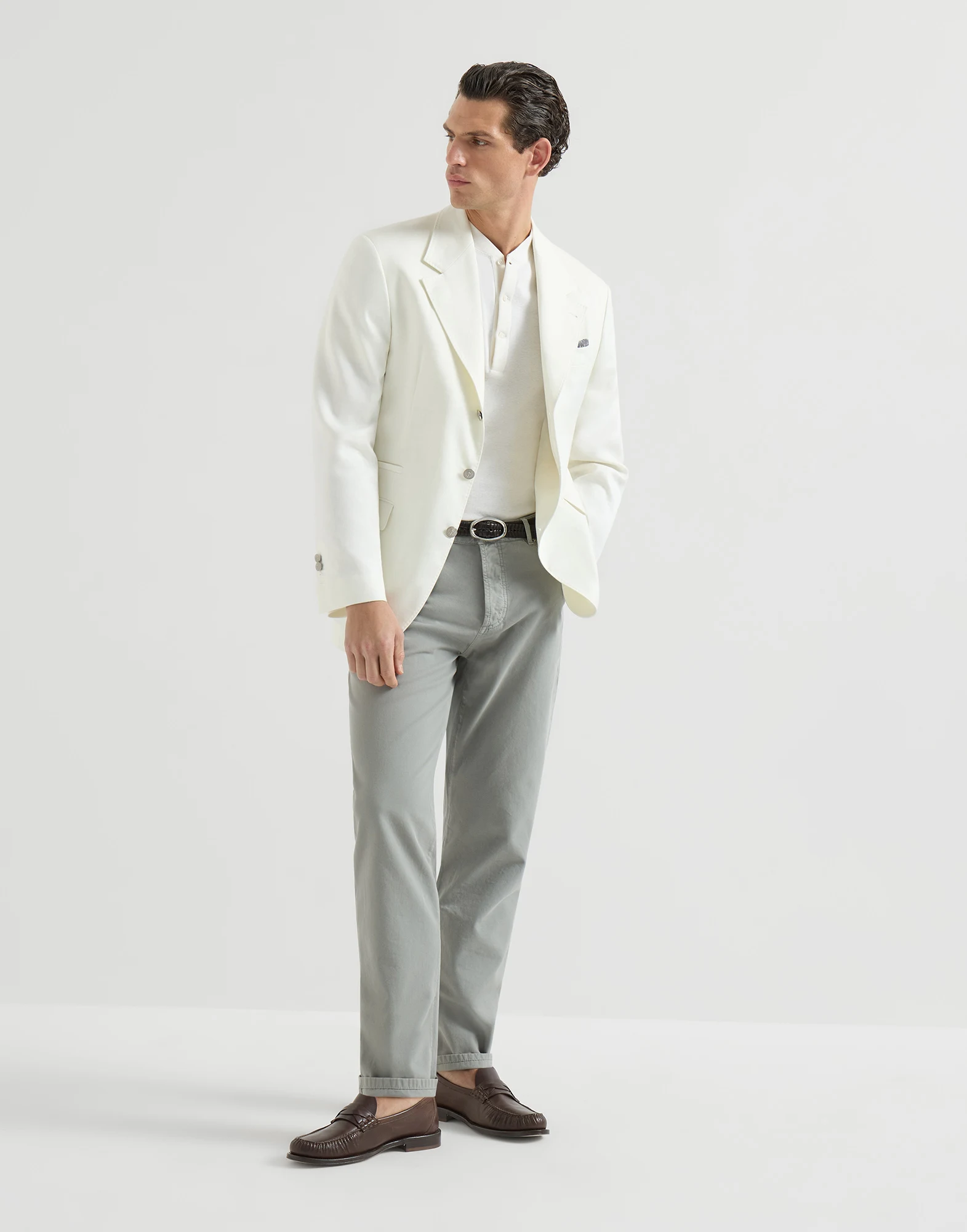 Garment-dyed five-pocket trousers in twisted cotton gabardine