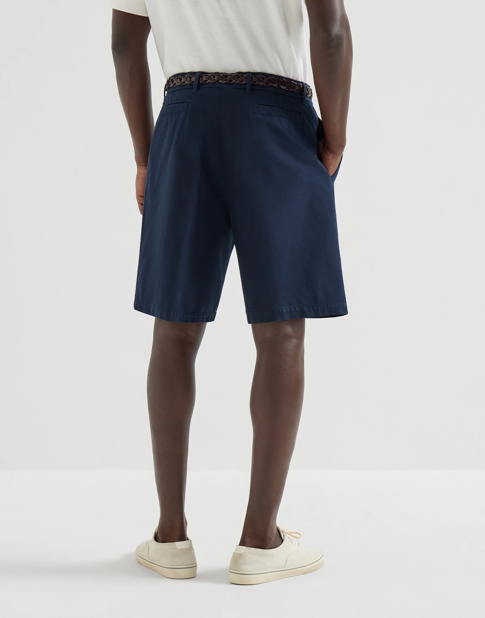 Garment-dyed Bermuda shorts in twisted cotton gabardine