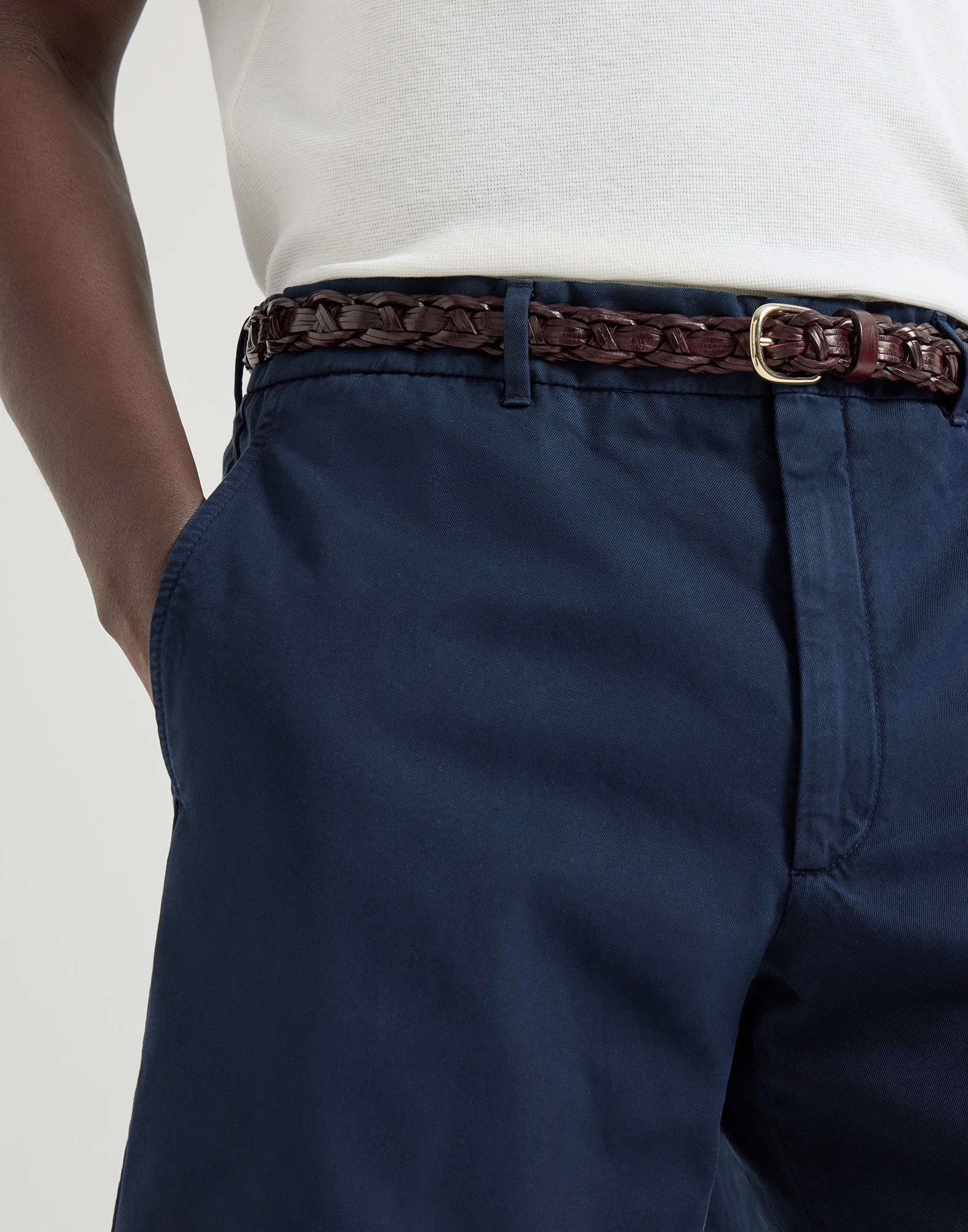 Garment-dyed Bermuda shorts in twisted cotton gabardine