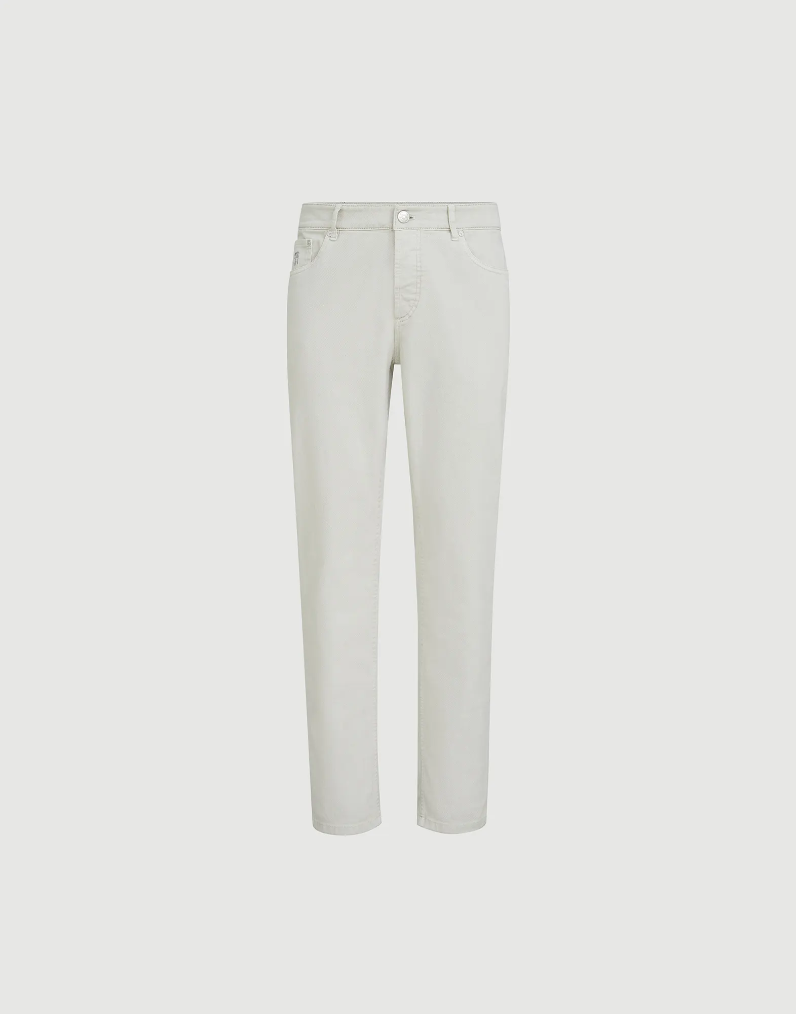 Pantalón cinco bolsillos con corte Traditional en denim ligero confort teñido en prenda