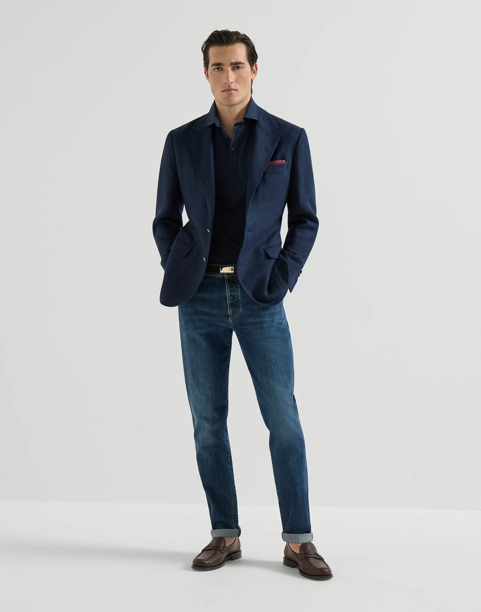 Pantalón cinco bolsillos en denim confort