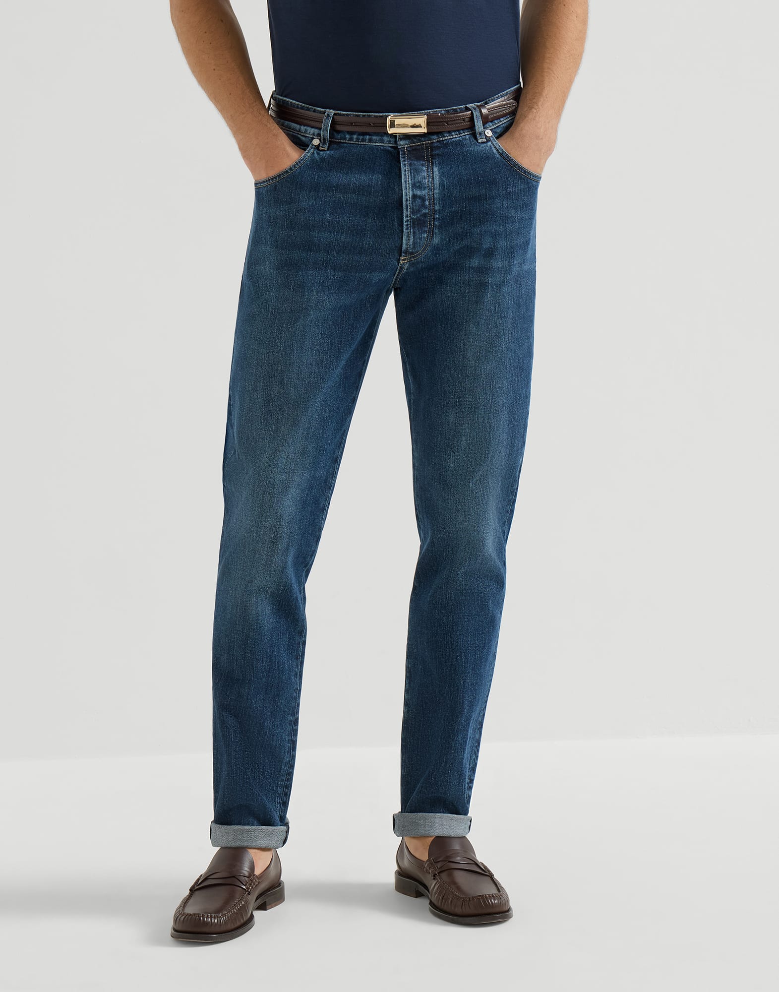 Comfort denim five-pocket trousers