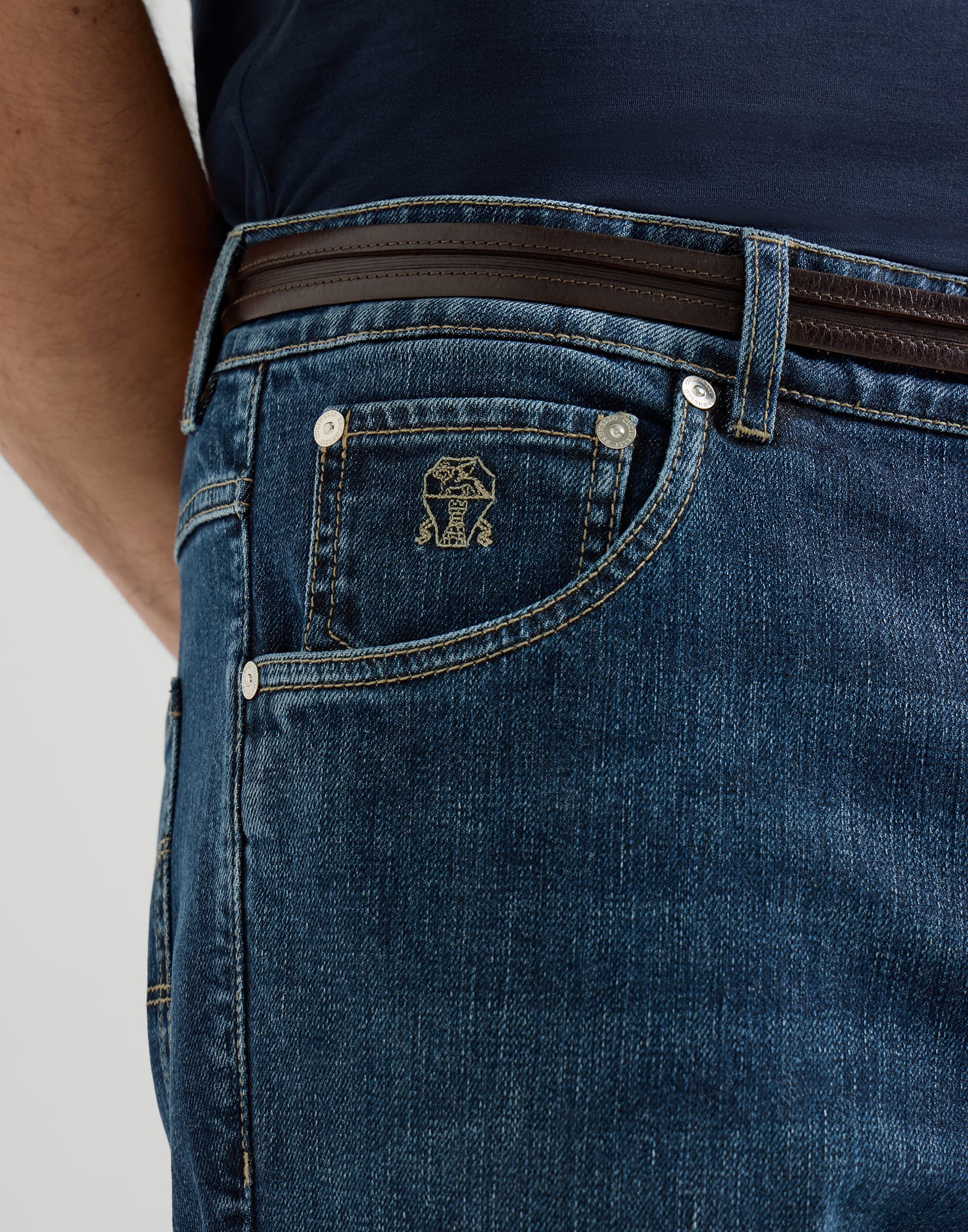 Comfort denim five-pocket trousers