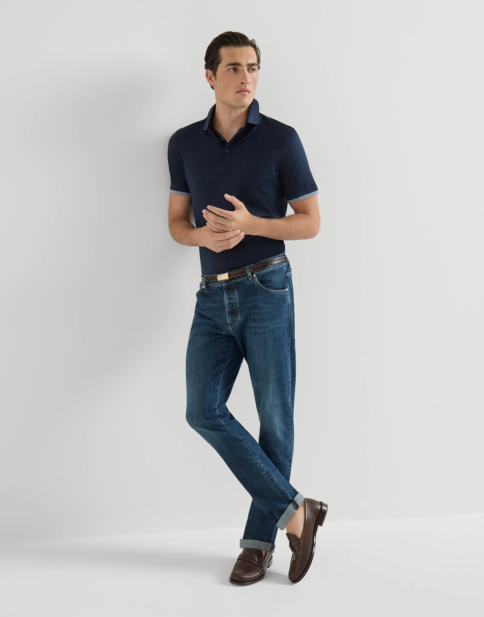 Comfort denim five-pocket trousers