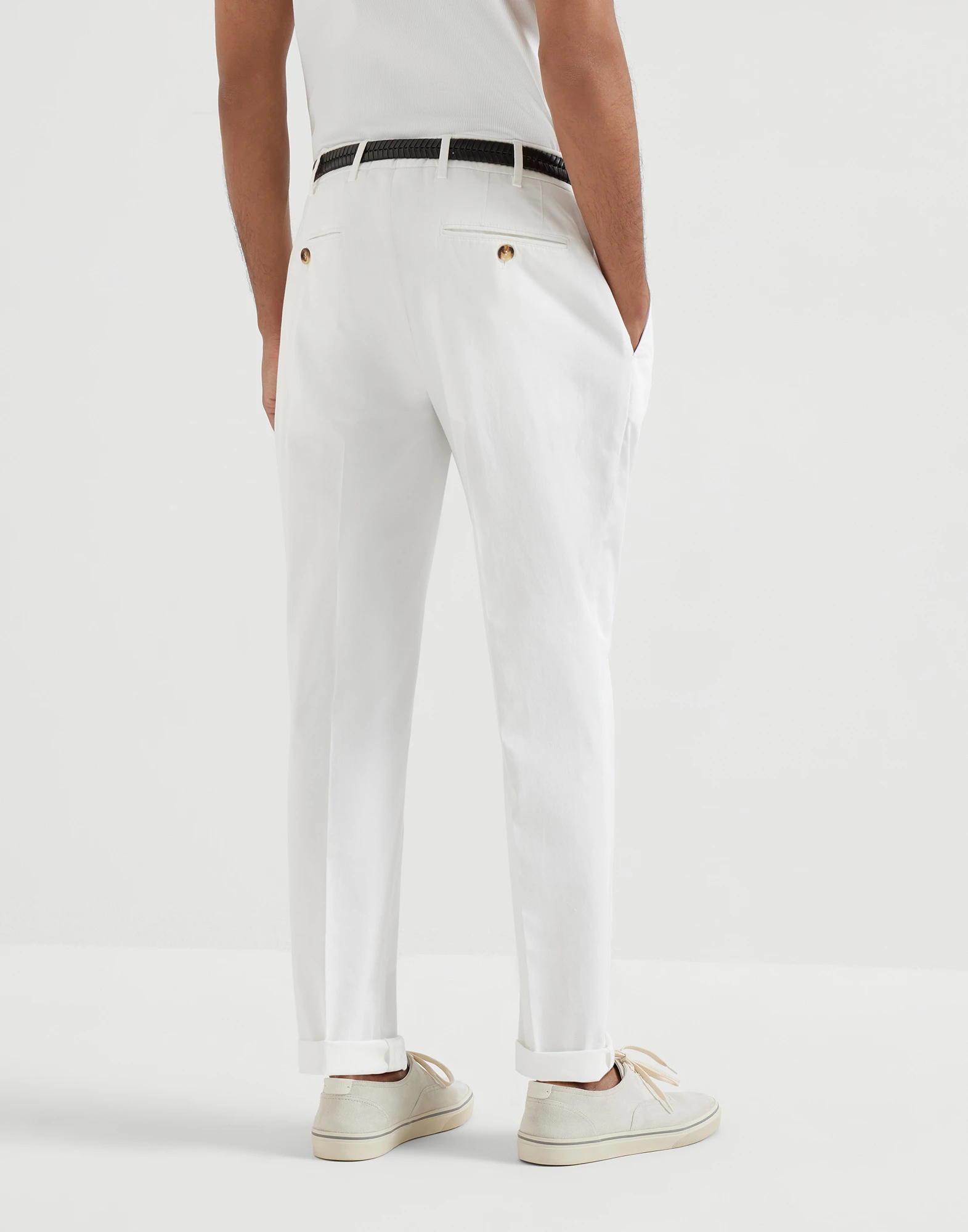 Pantalón con corte italiano de gabardina de algodón American Pima confort teñido en prenda