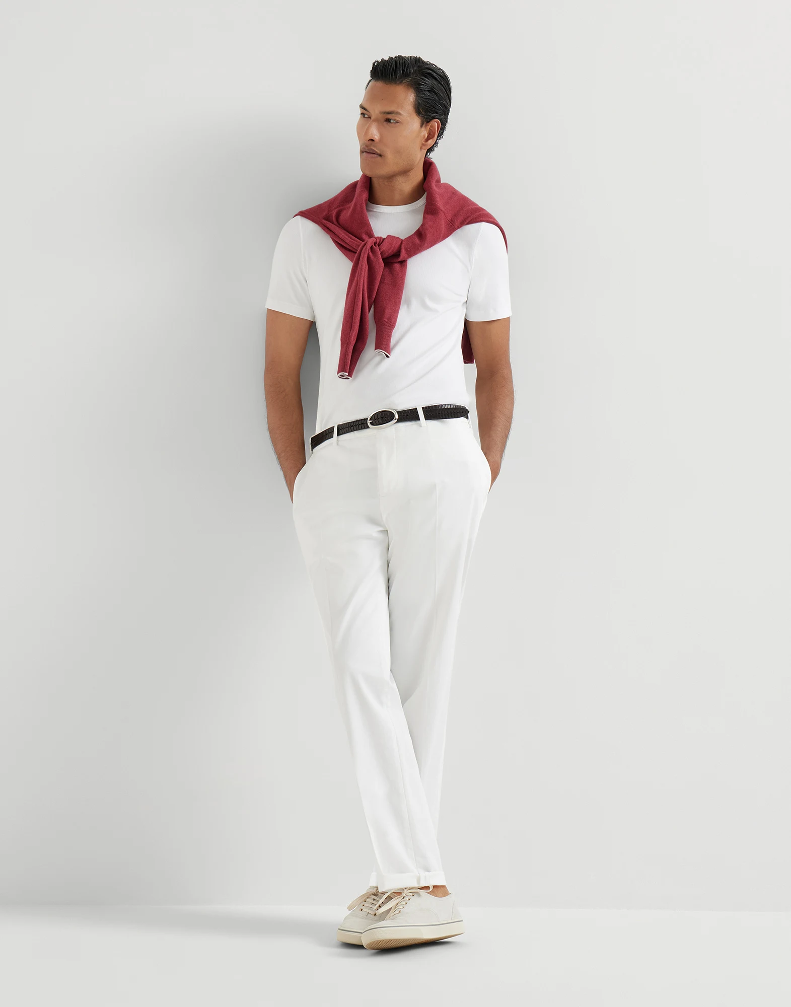 Pantalón con corte italiano de gabardina de algodón American Pima confort teñido en prenda