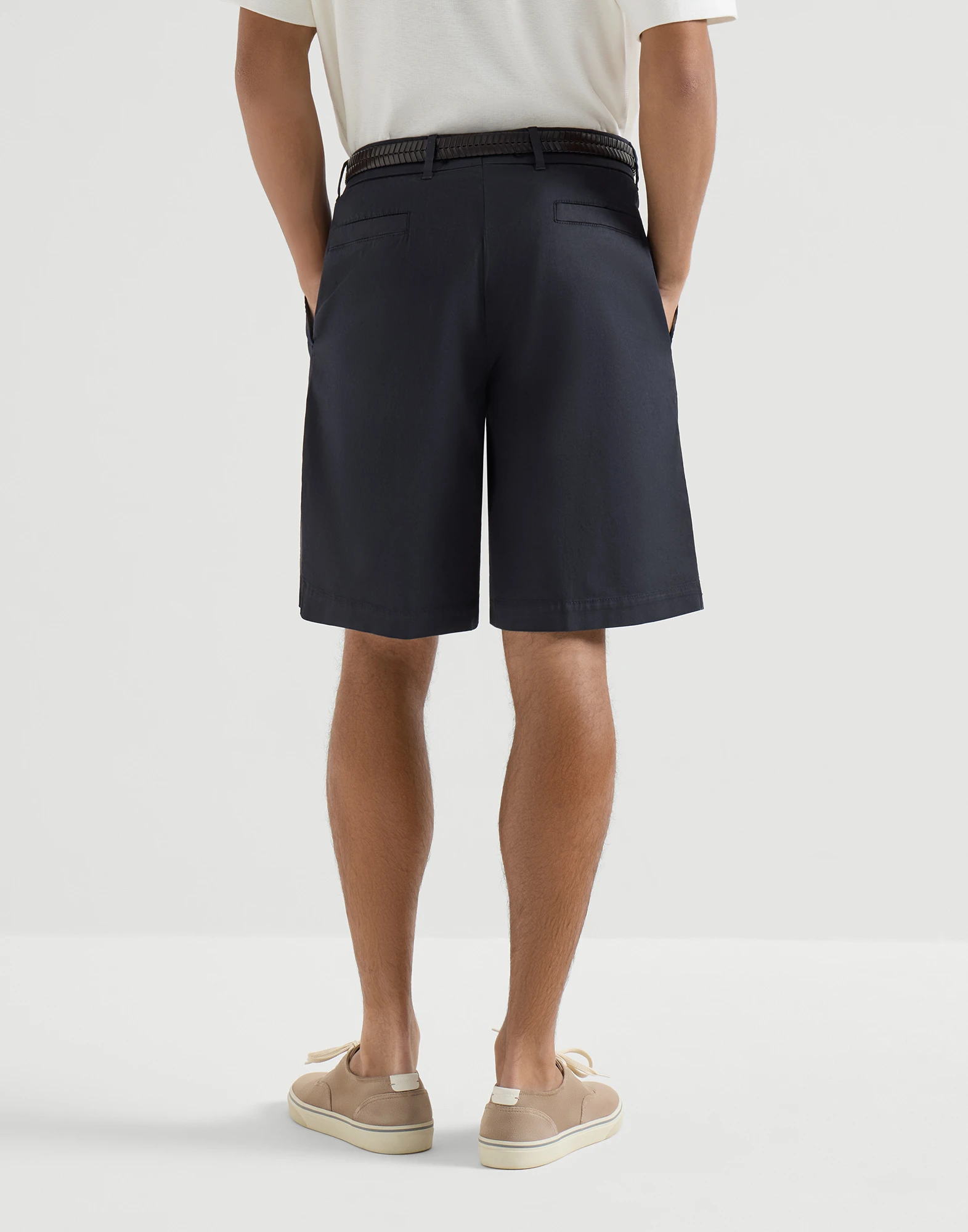 Garment-dyed Bermuda shorts in American Pima cotton comfort gabardine