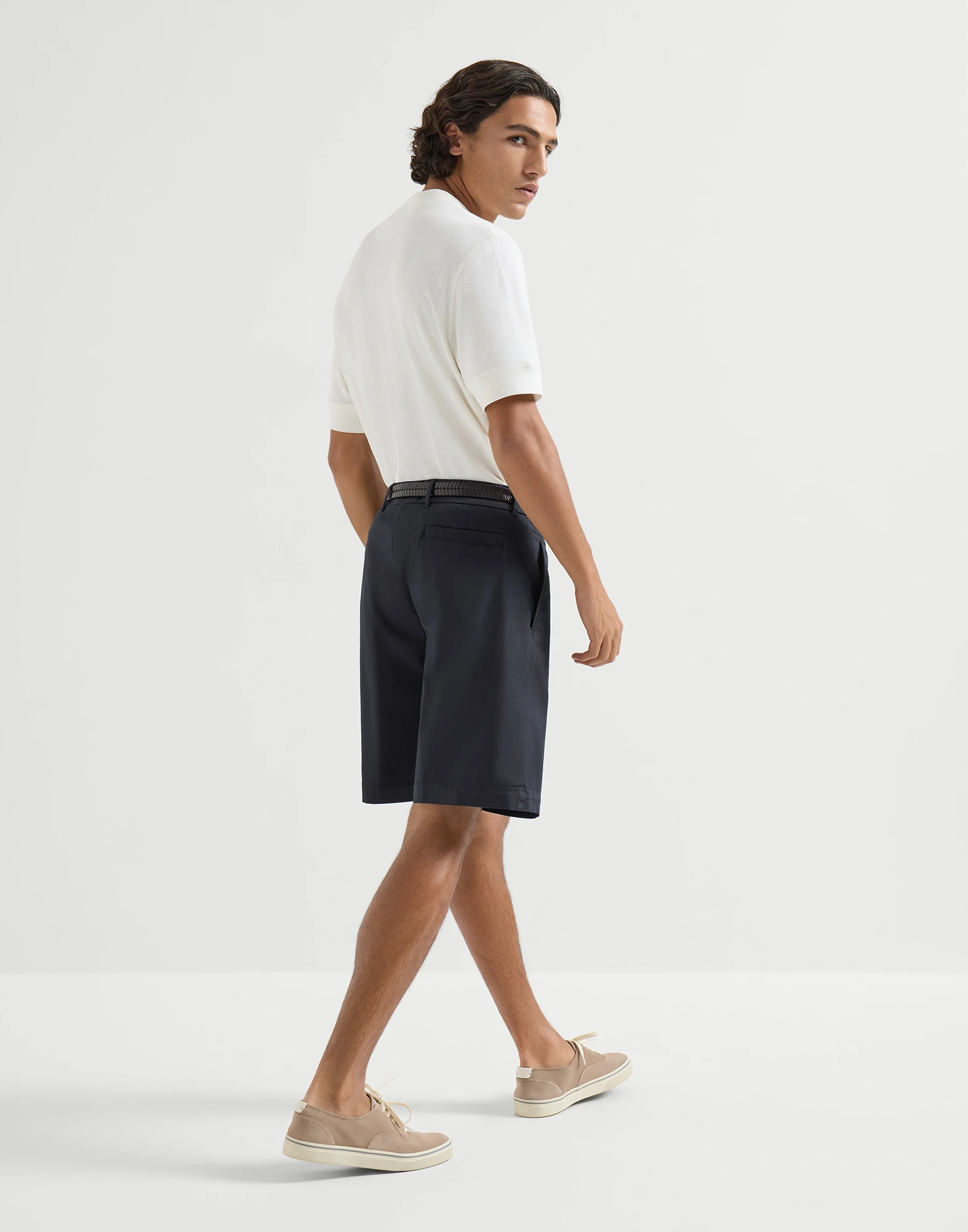 Garment-dyed Bermuda shorts in American Pima cotton comfort gabardine