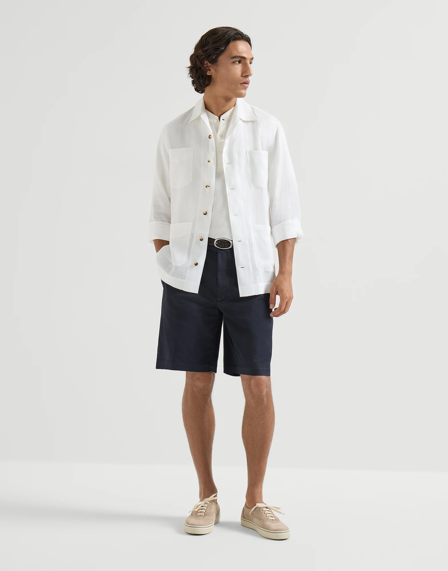 Garment-dyed Bermuda shorts in American Pima cotton comfort gabardine