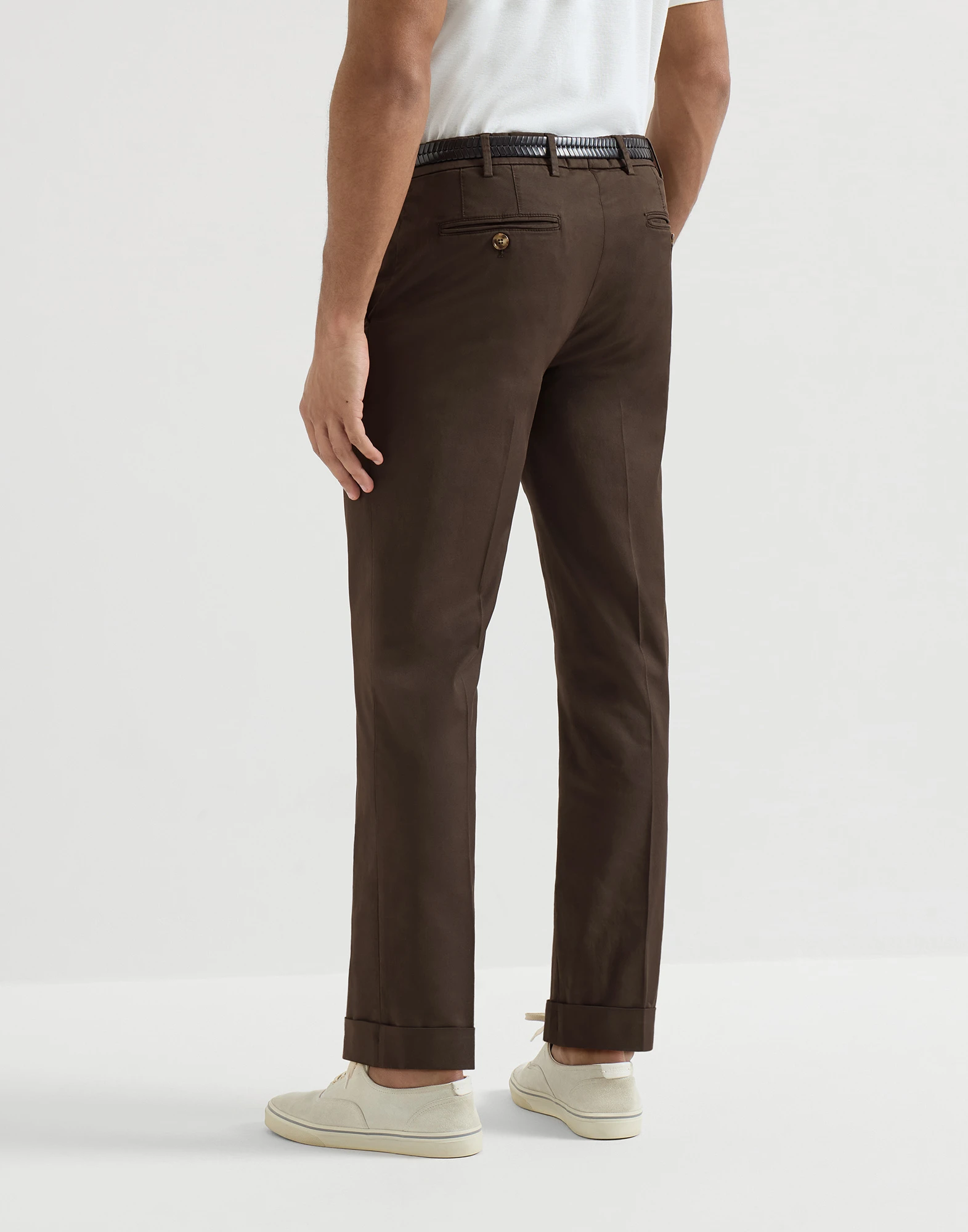 Pantalón con corte italiano de gabardina de algodón American Pima confort teñido en prenda