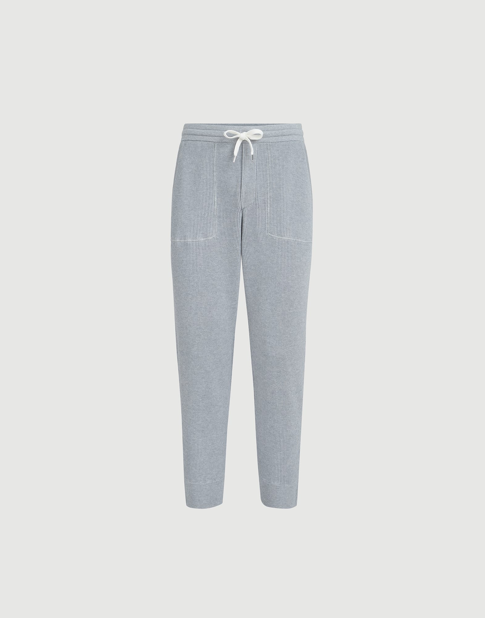 Cotton English rib knit trousers with zipper cuffs