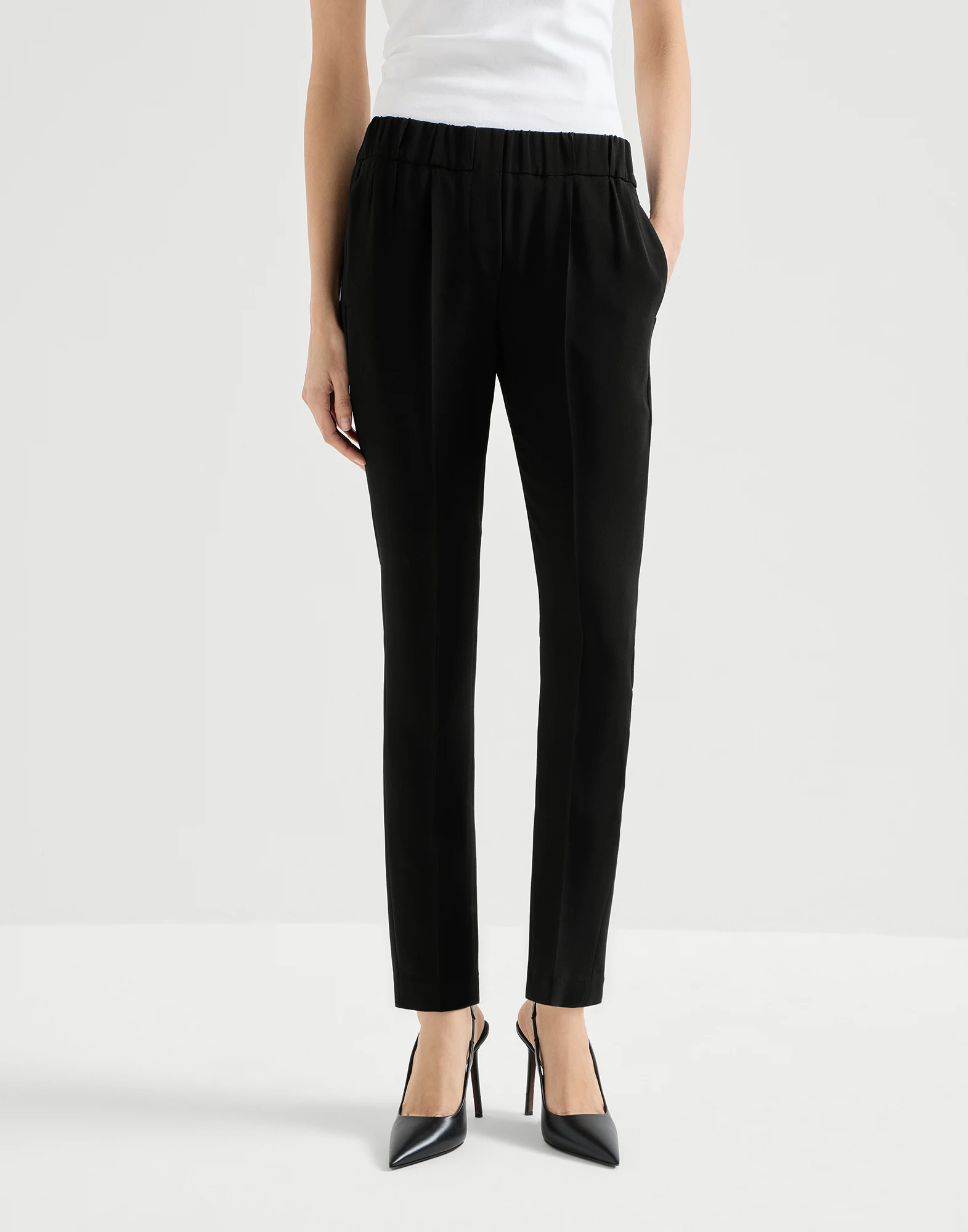 Silk and acetate crêpe cady tailored jogger trousers