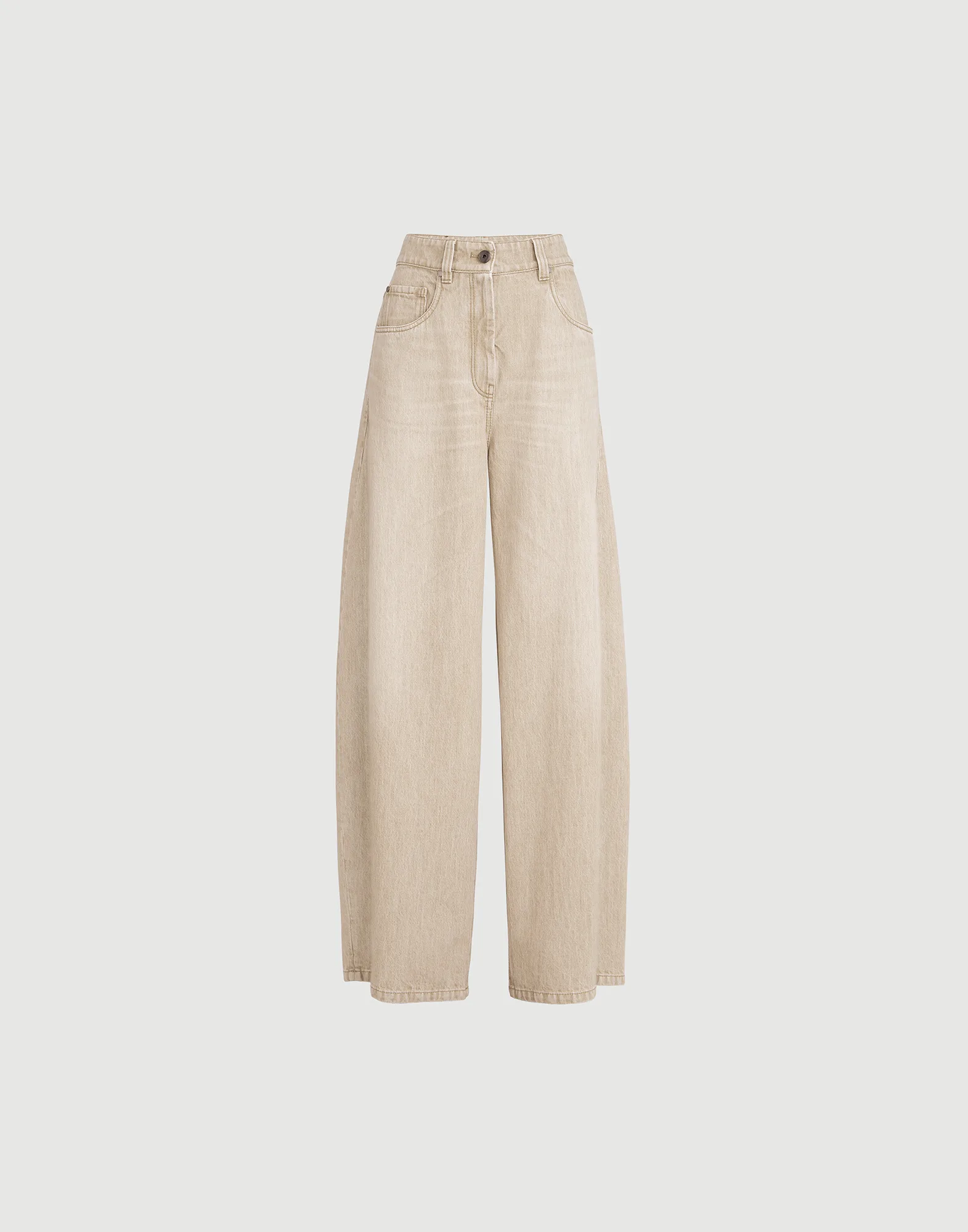 Authentic denim wide trousers with monili