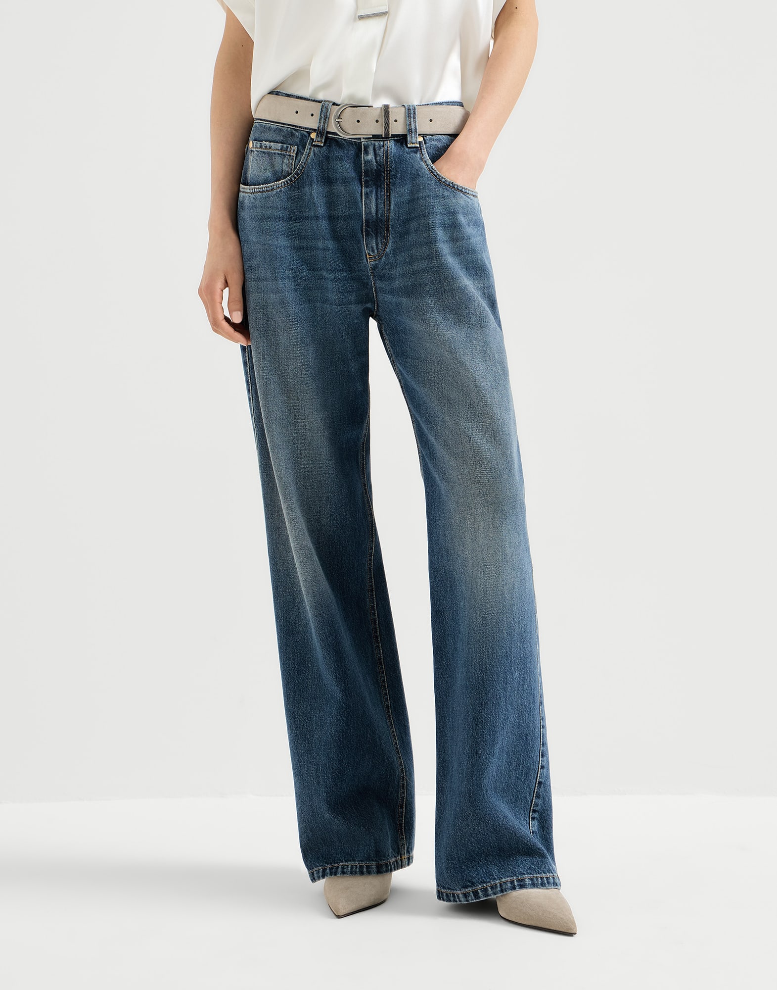 Pantalón Contemporary Loose en denim Authentic con Monile
