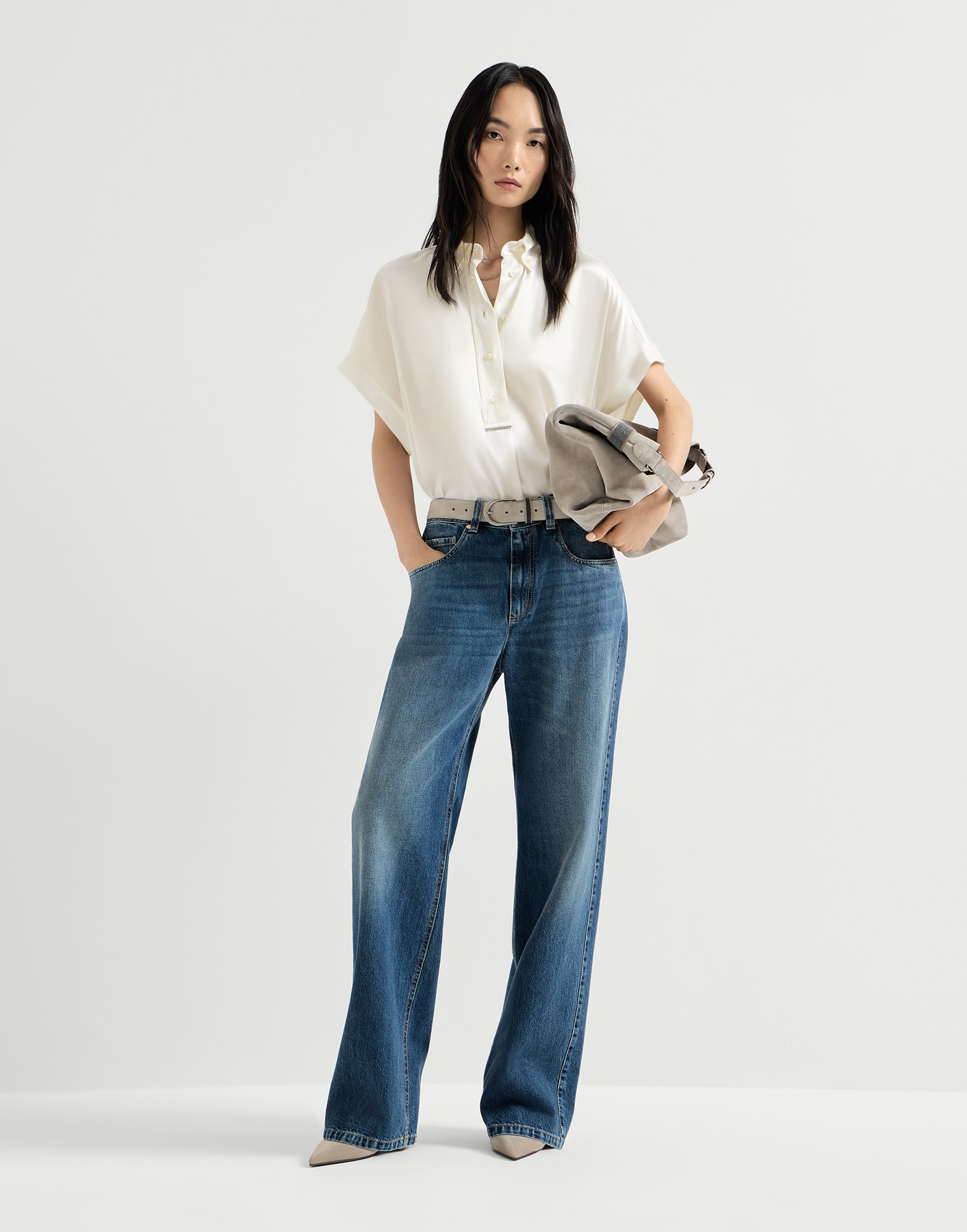 Pantalón Contemporary Loose en denim Authentic con Monile