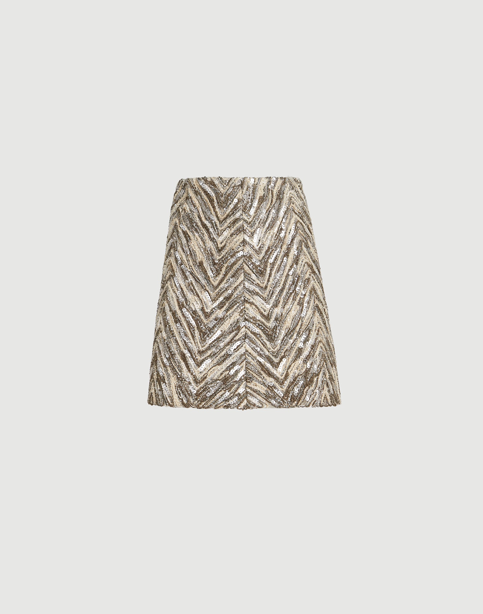 Falda Mini Dazzling Chevron Embroidery de papel tela, lino y seda
