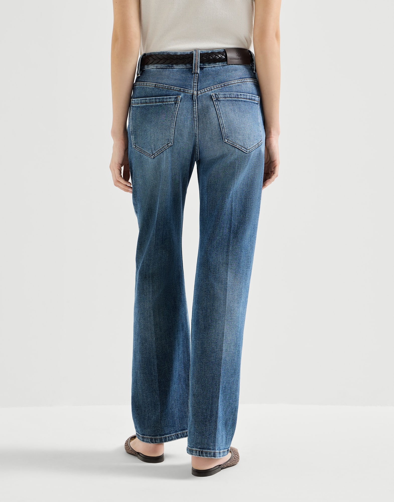 Pantalón Contemporary Loose en denim de algodón confort con Monile