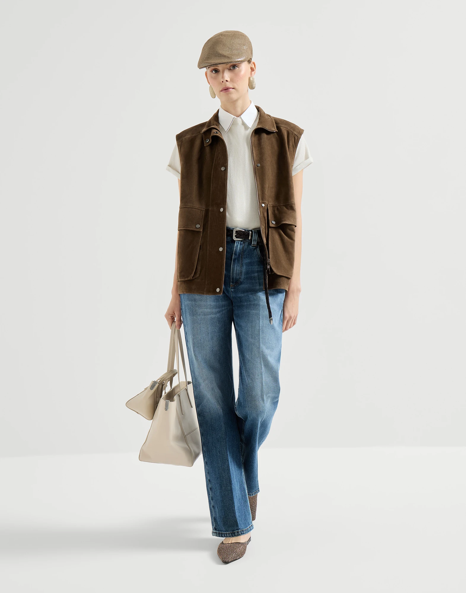 Pantalón Contemporary Loose en denim de algodón confort con Monile
