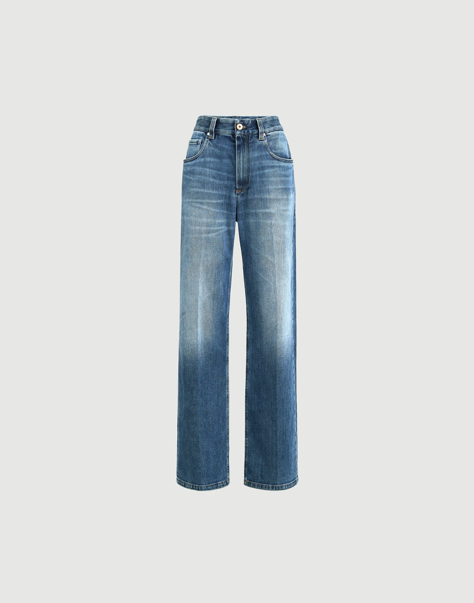 Pantalón Contemporary Loose en denim de algodón confort con Monile