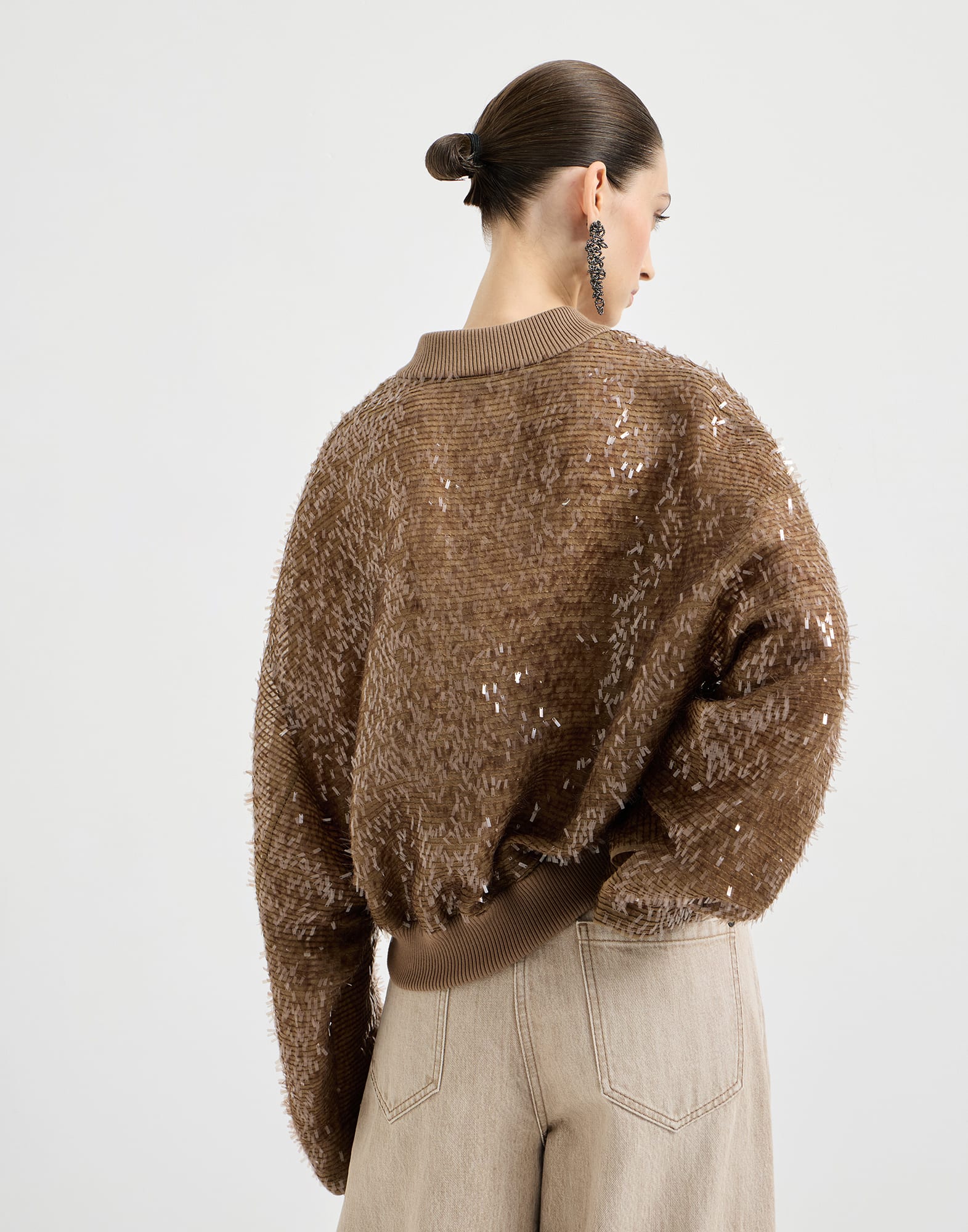 Bomber Dazzling Cascade Embroidery de seda Crispy