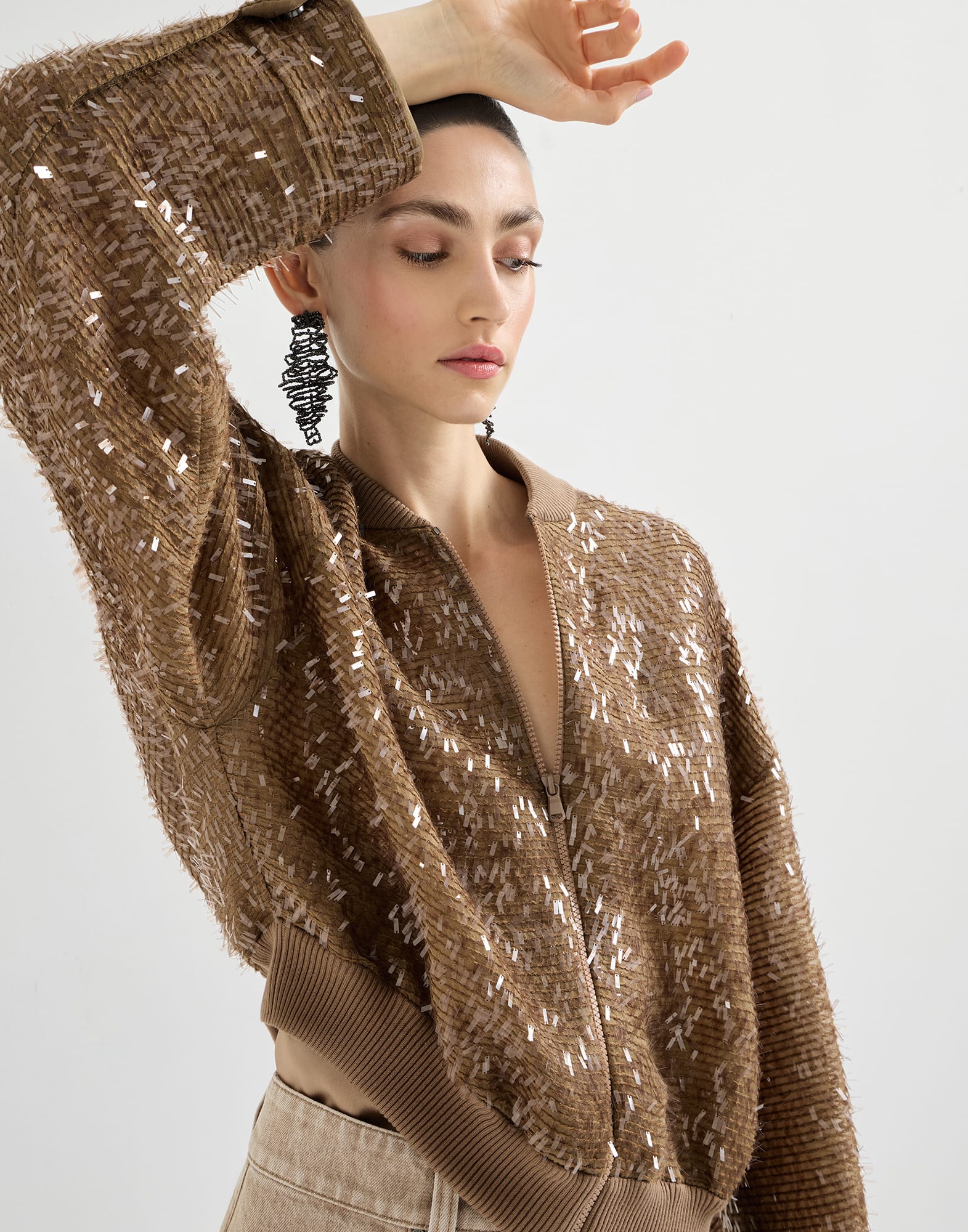 Bomber Dazzling Cascade Embroidery de seda Crispy