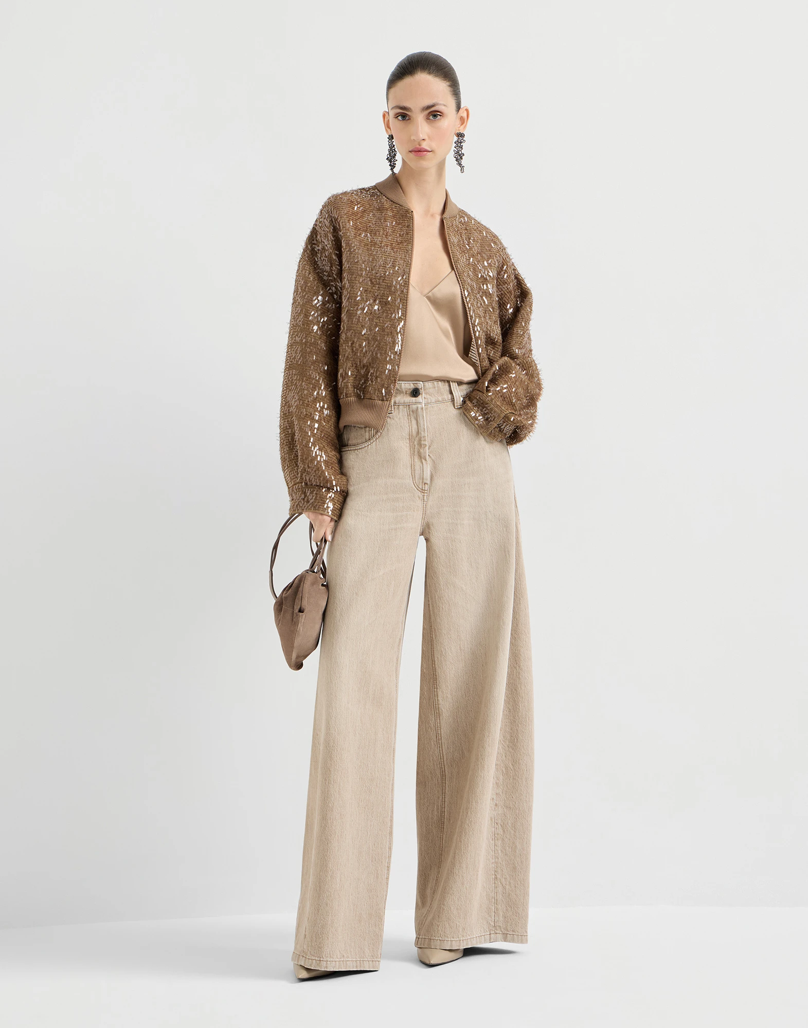 Bomber Dazzling Cascade Embroidery de seda Crispy