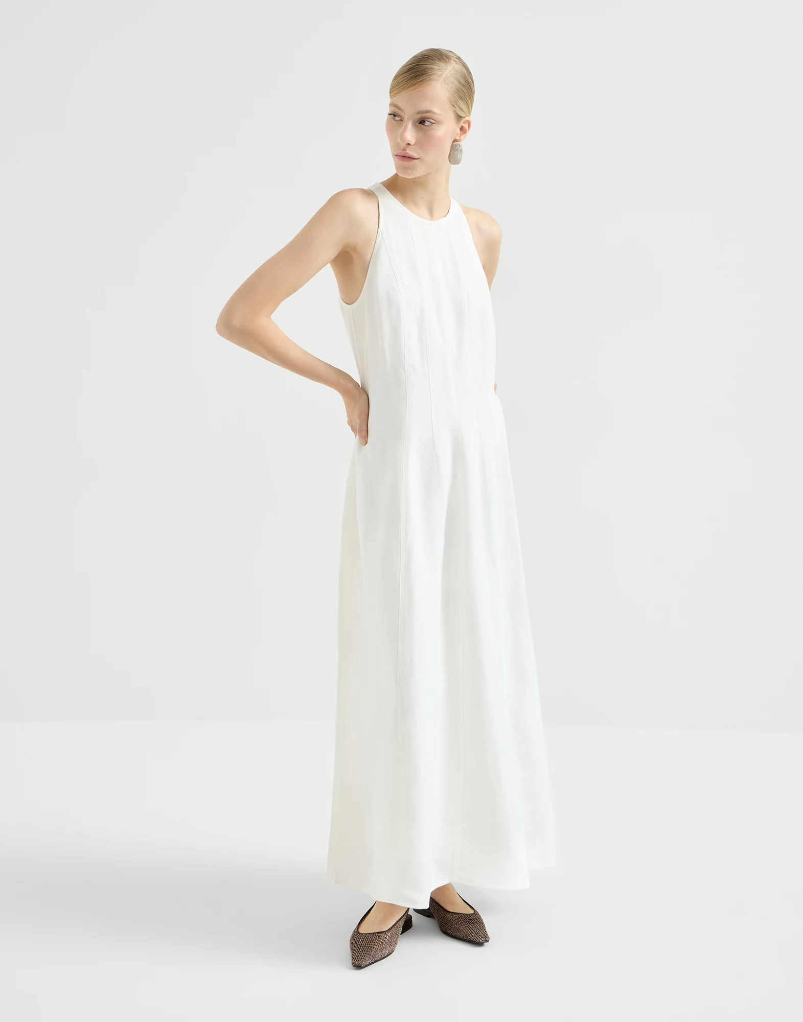 Viscose and linen fluid twill dress