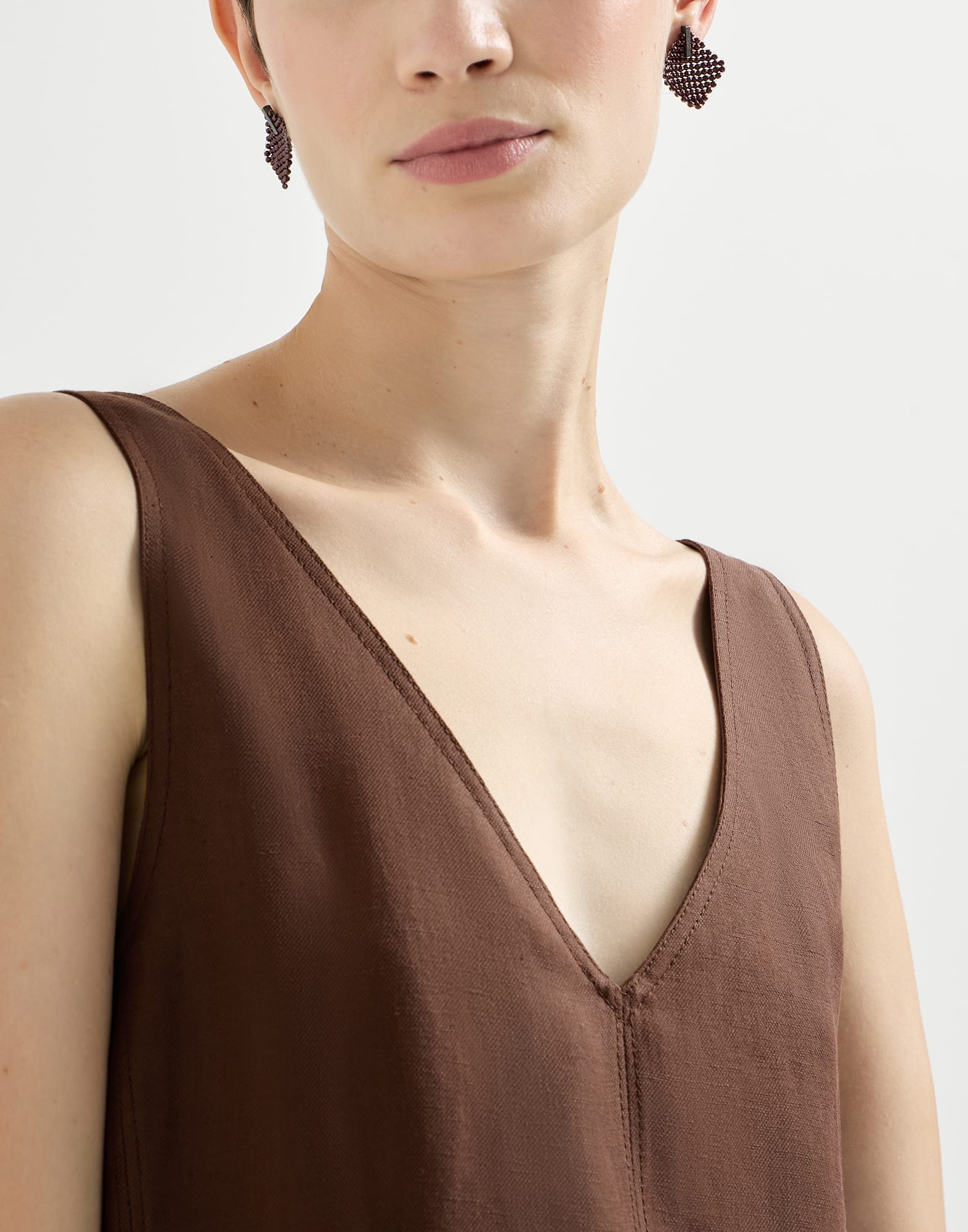 Viscose and linen fluid twill mini dress