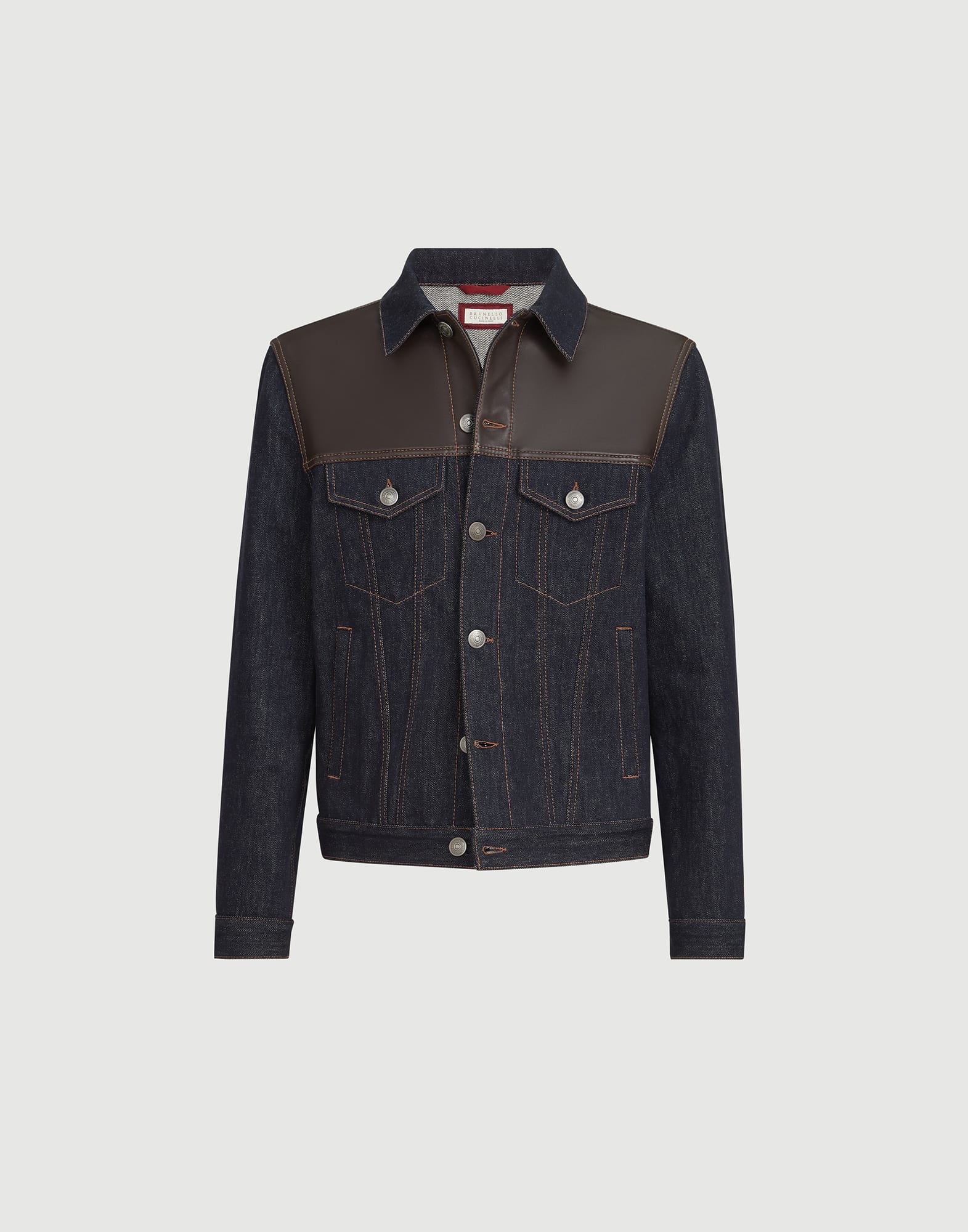 Paneled no-fade denim four-pocket jacket