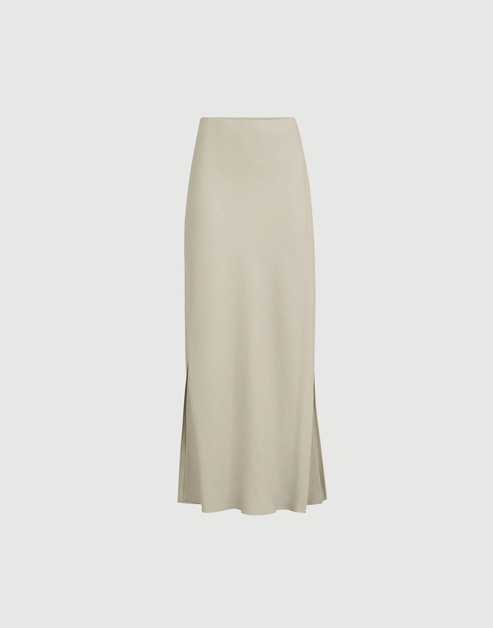 Viscose and linen twill fluid bias-cut skirt