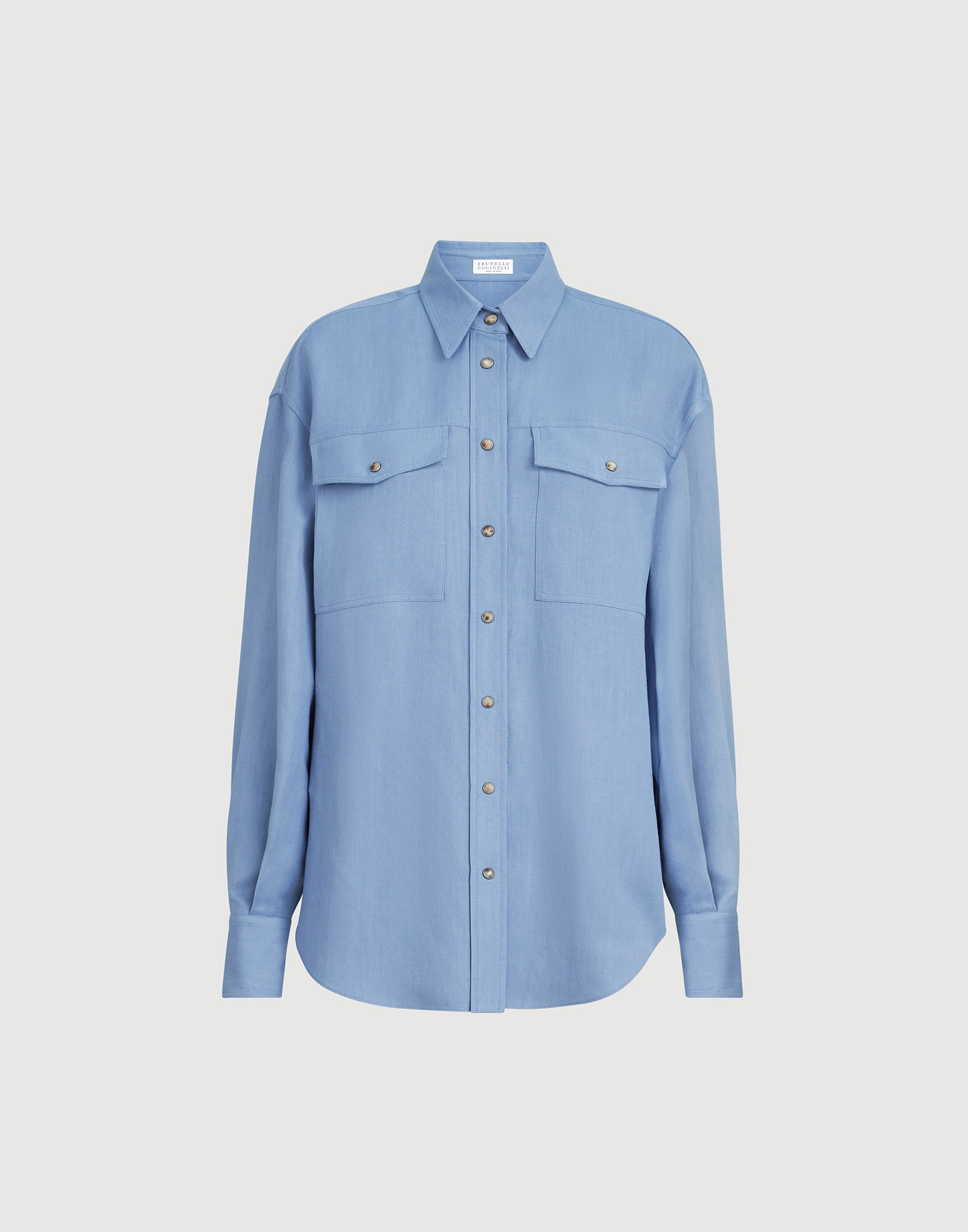 Camisa en sarga Fluid de viscosa y lino
