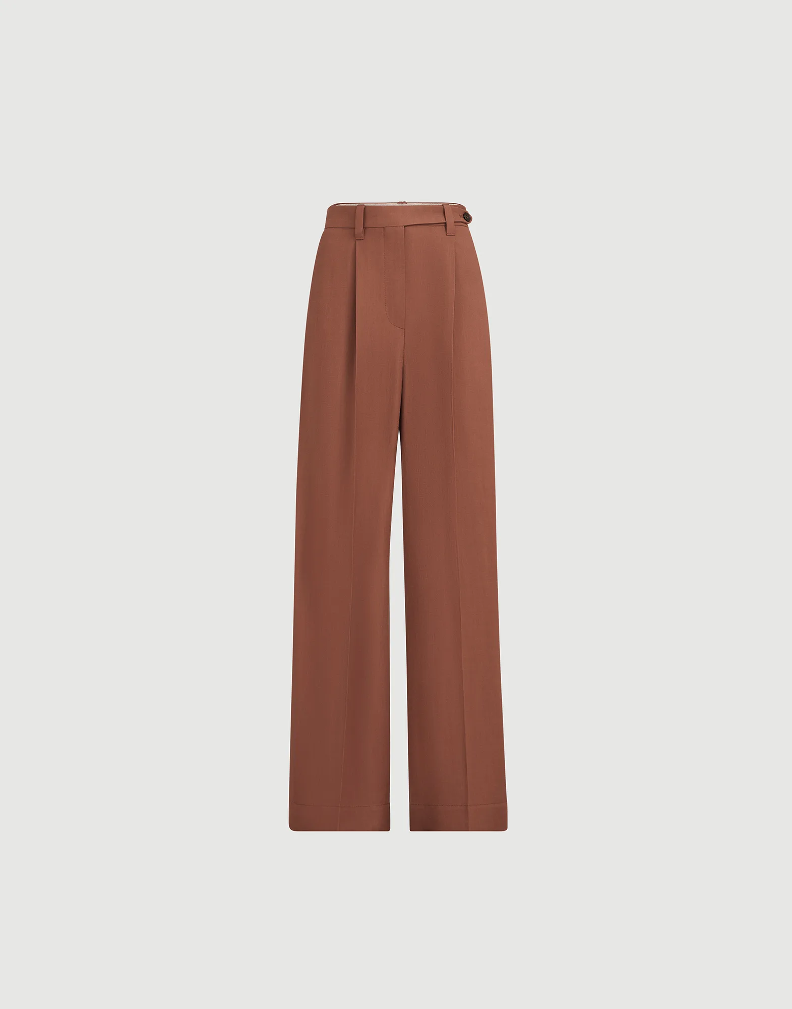 Viscose and linen fluid twill wide trousers with monili