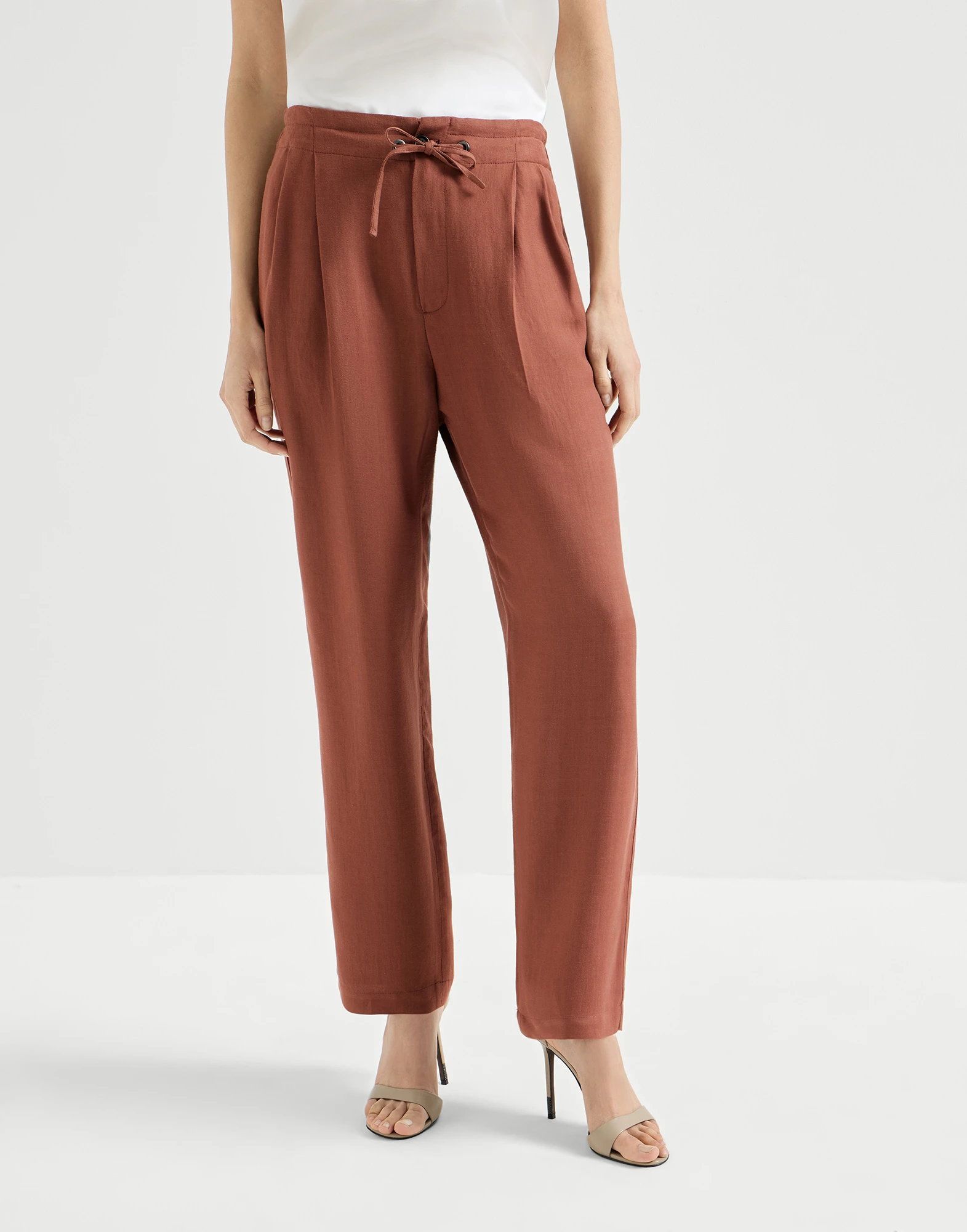 Pantalón Tailored Track en sarga Fluid de viscosa y lino
