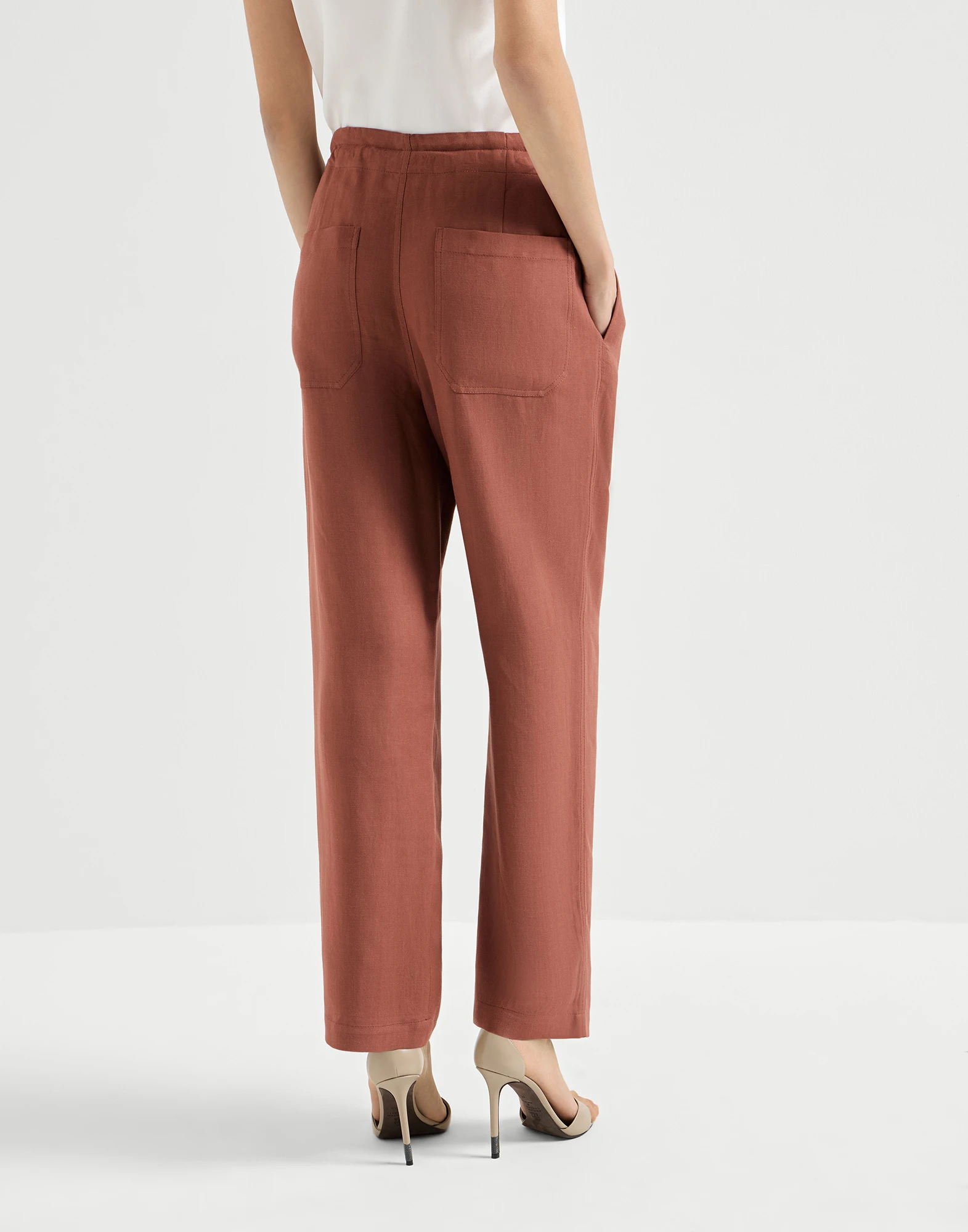 Pantalón Tailored Track en sarga Fluid de viscosa y lino