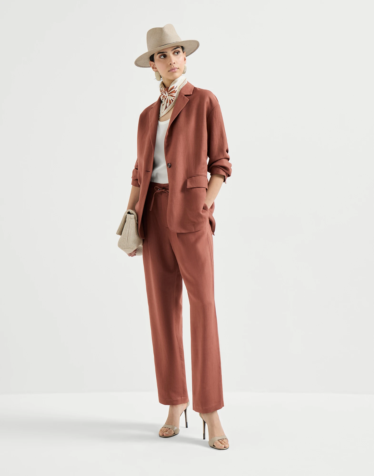 Pantalón Tailored Track en sarga Fluid de viscosa y lino